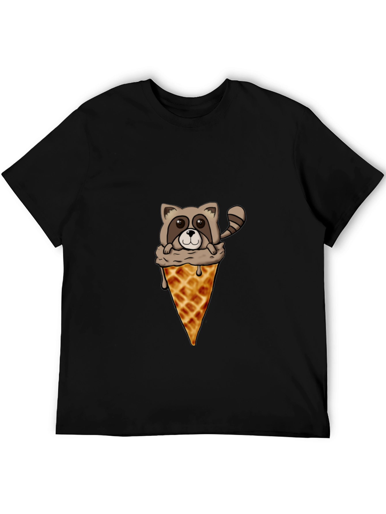 Black Raccoon Ice Cream Cone Graphic Tee view 5