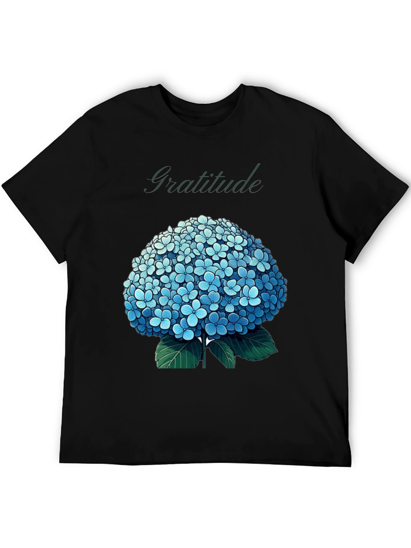 Black Gratitude Hydrangea Graphic Tee - Black view 5
