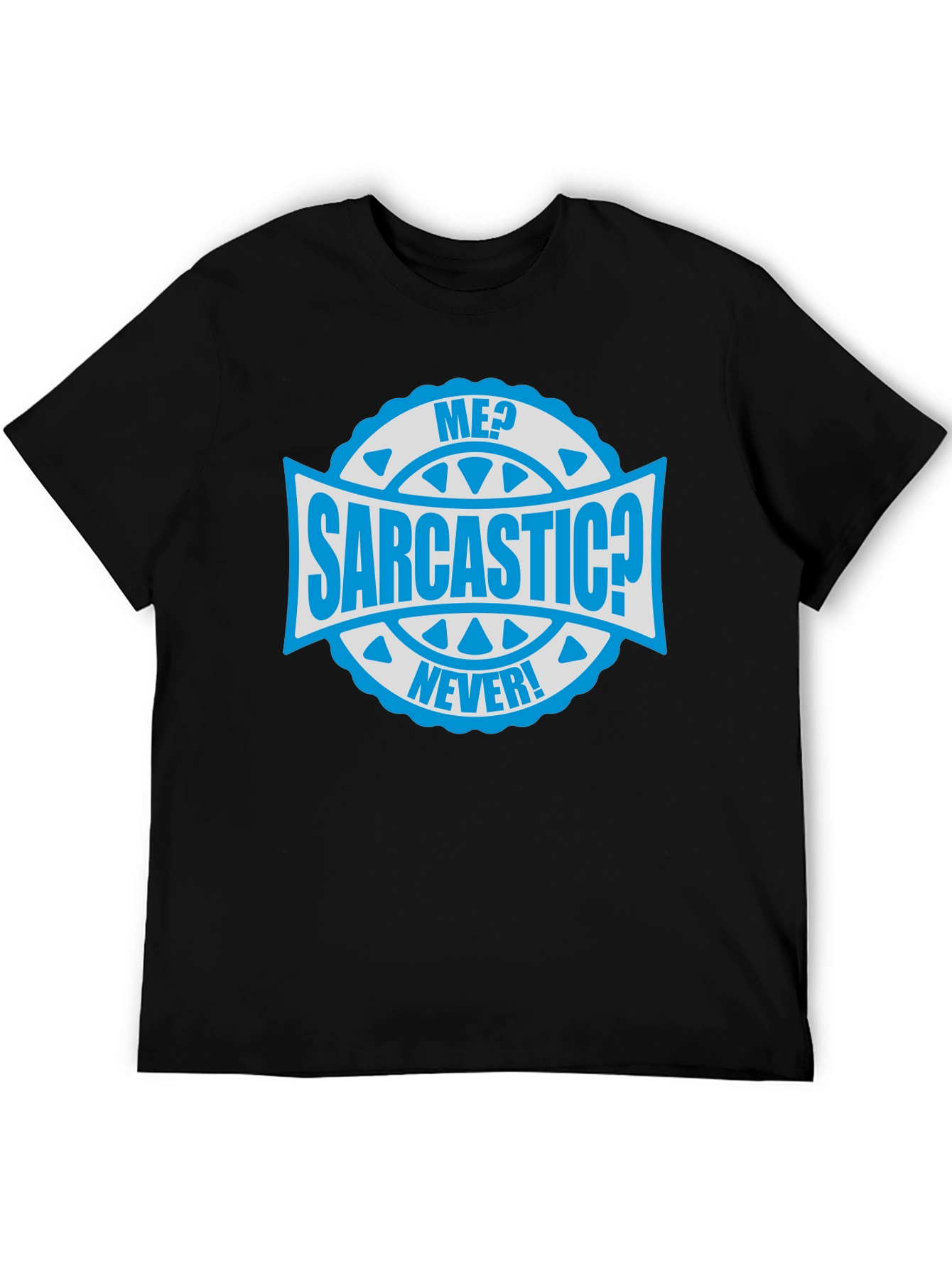 Black Sarcastic Never! Graphic Tee - Mens Black Cotton T-Shirt view 5