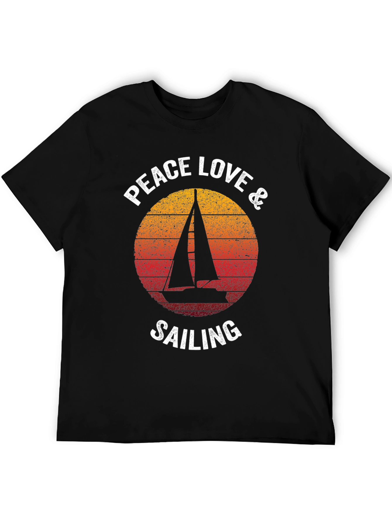 Black Peace Love & Sailing T-Shirt Vintage Graphic Tee view 5
