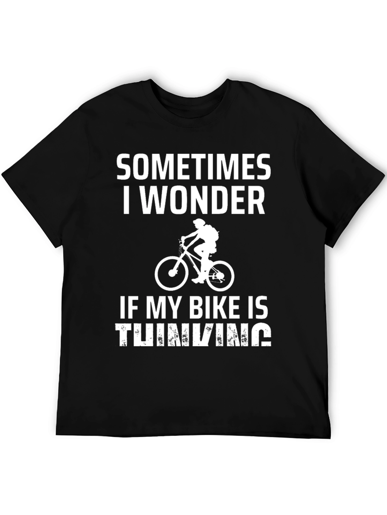 Black Funny Biker T-Shirt - Thinking Bike Tee view 5