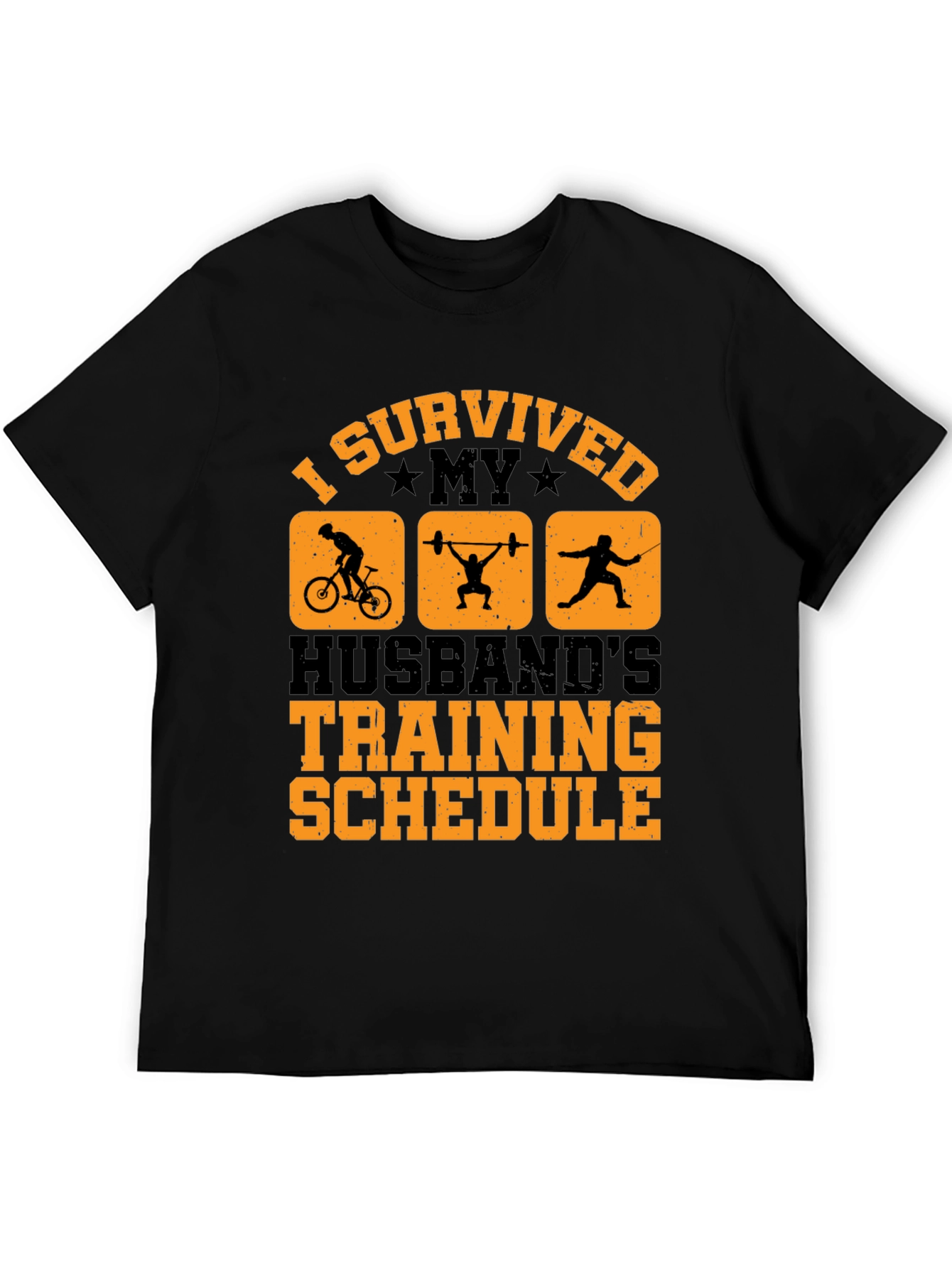 Black I Survived My Husband's Training Schedule T-Shirt view 5