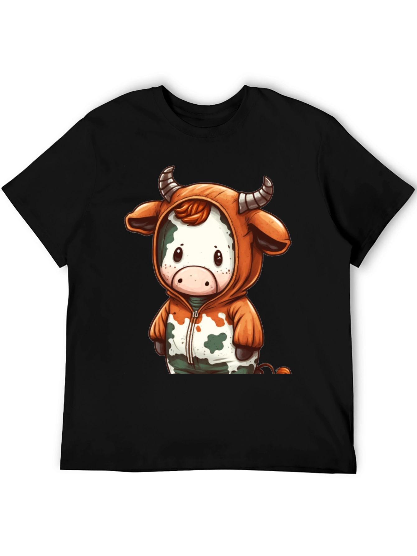 Black Cute Cow Hoodie T-Shirt view 5