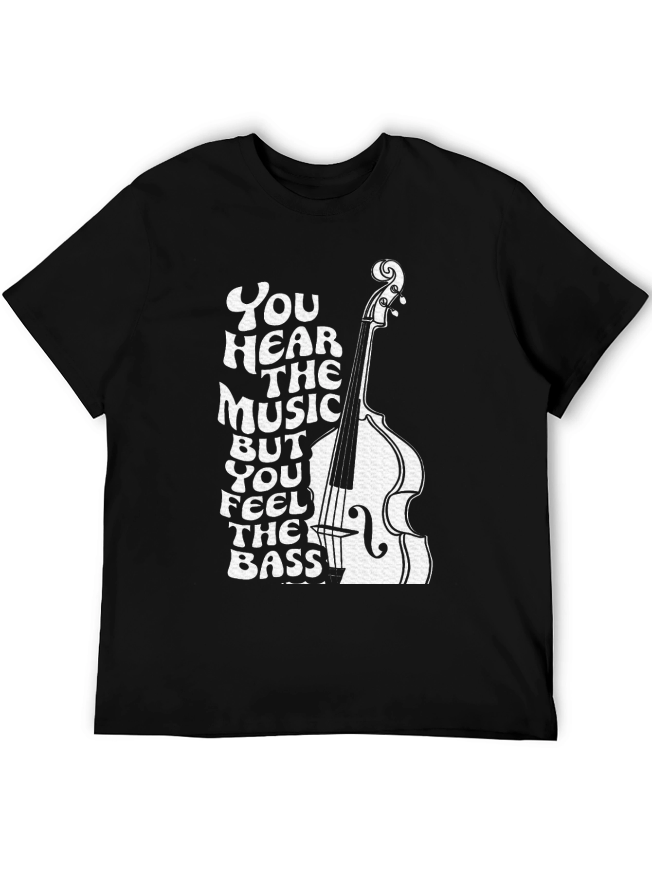 Black Music Lover's Bass Guitar Graphic Tee view 5