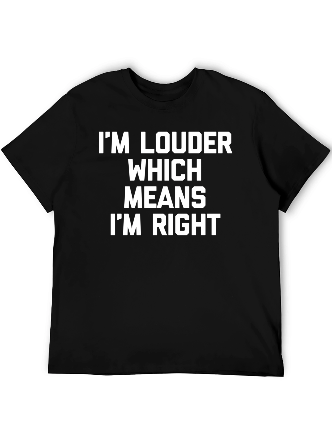 Black I'm Louder Which Means I'm Right Funny T-Shirt view 5