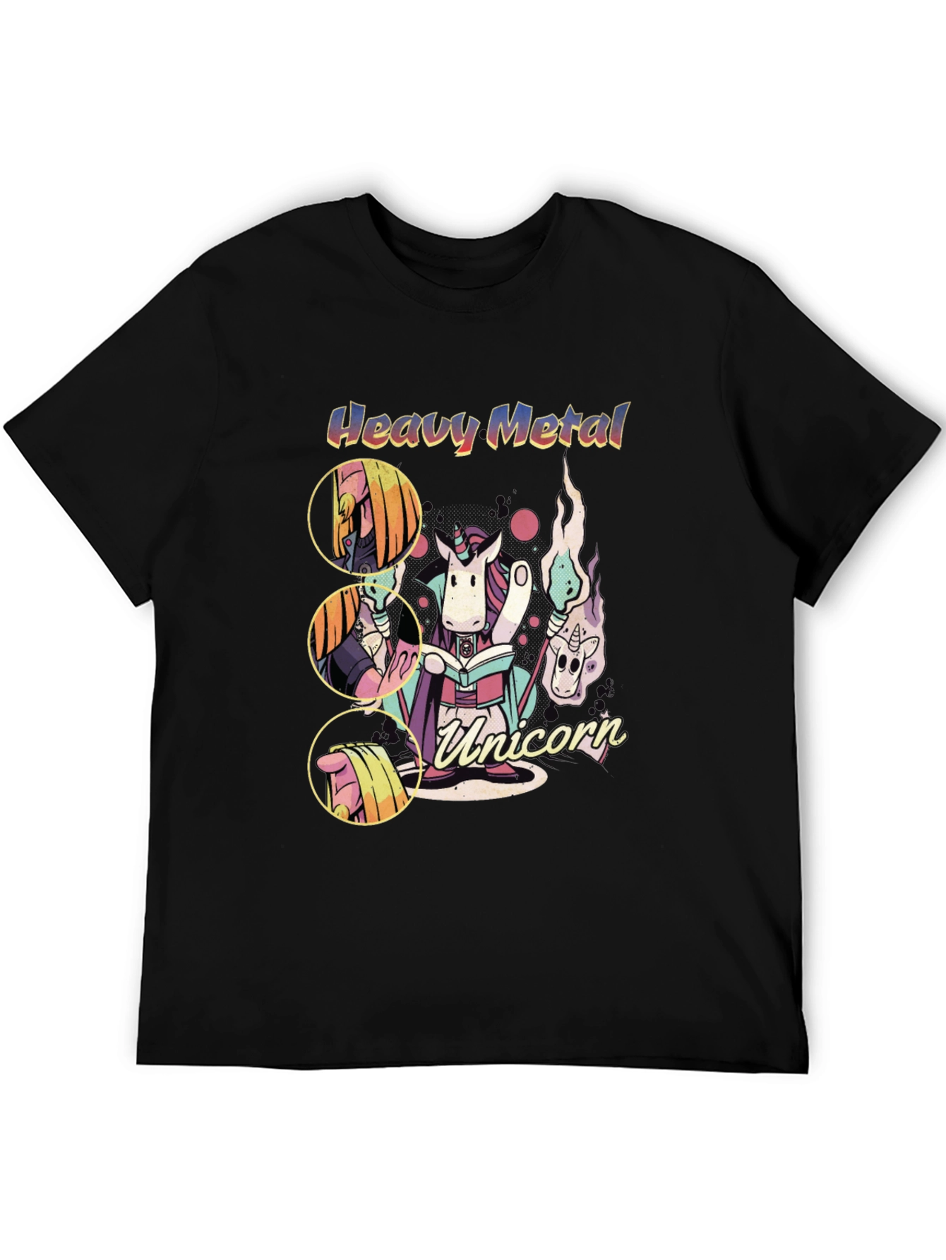 Black Heavy Metal Unicorn Graphic T-Shirt view 5