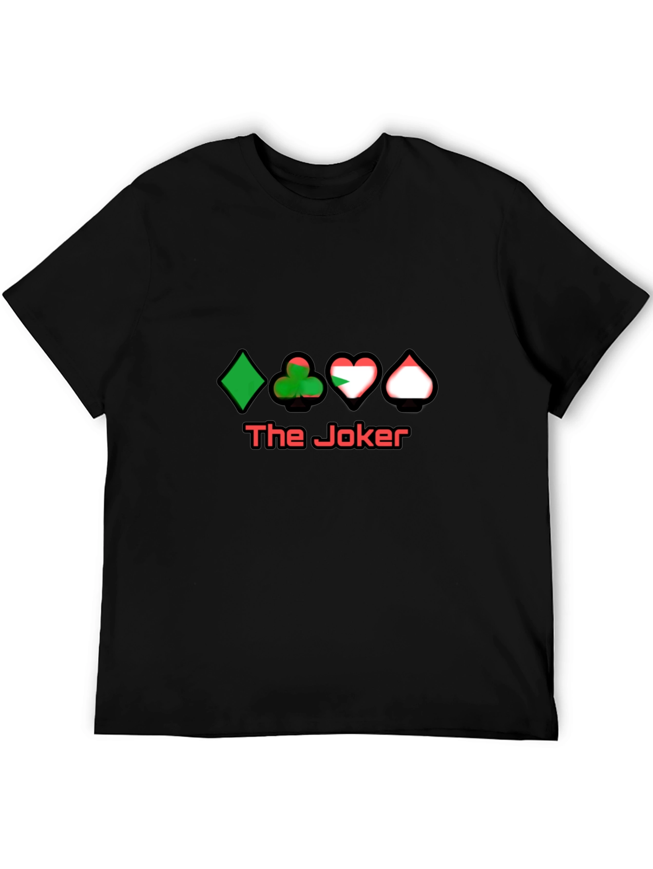 Black The Joker Card Suits Black T-Shirt view 5