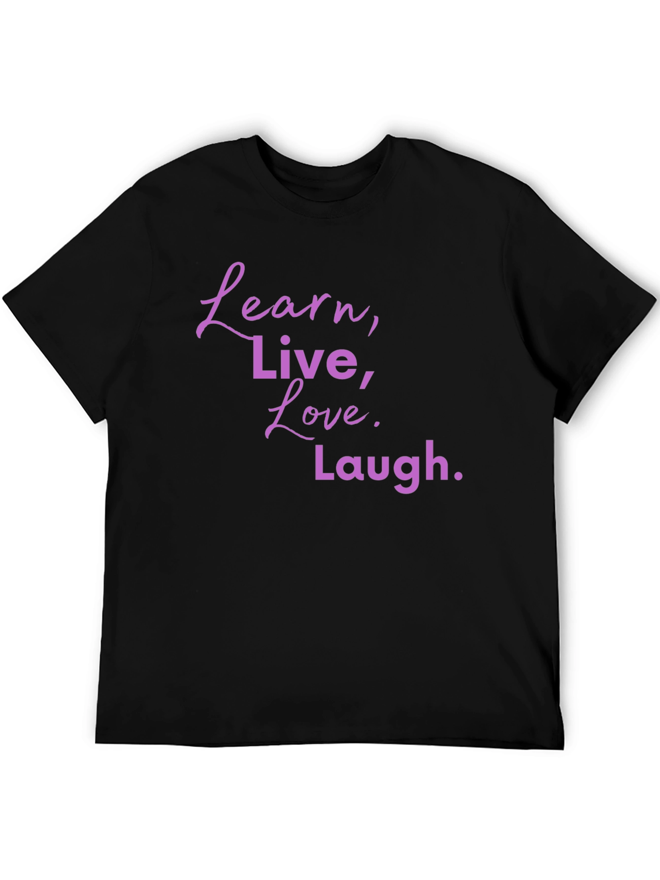 Black Learn Live Love Laugh Graphic Tee - Black Casual T-Shirt view 5