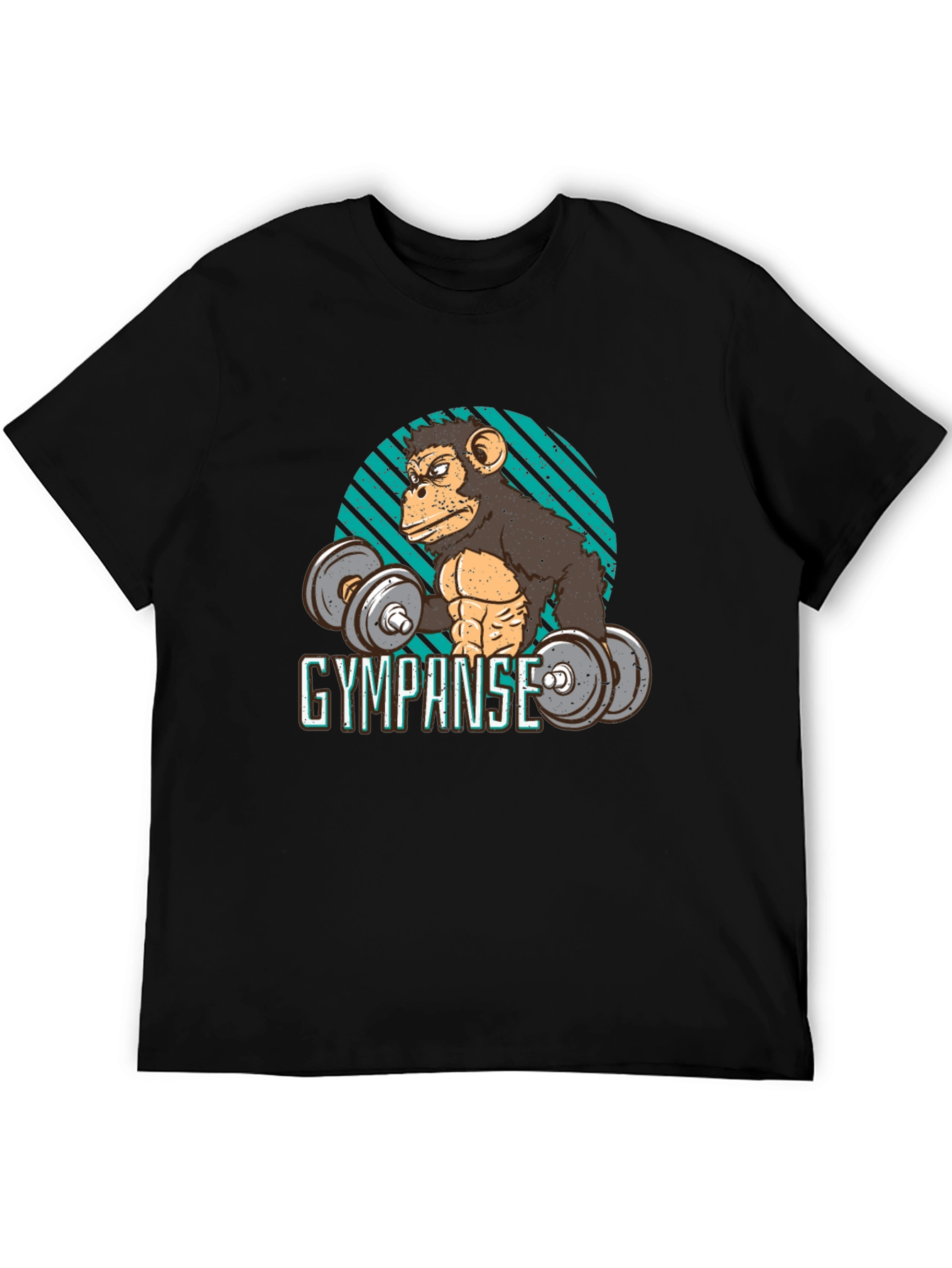 Black Gympanse Workout T-Shirt - Funny Gym Ape Tee view 5