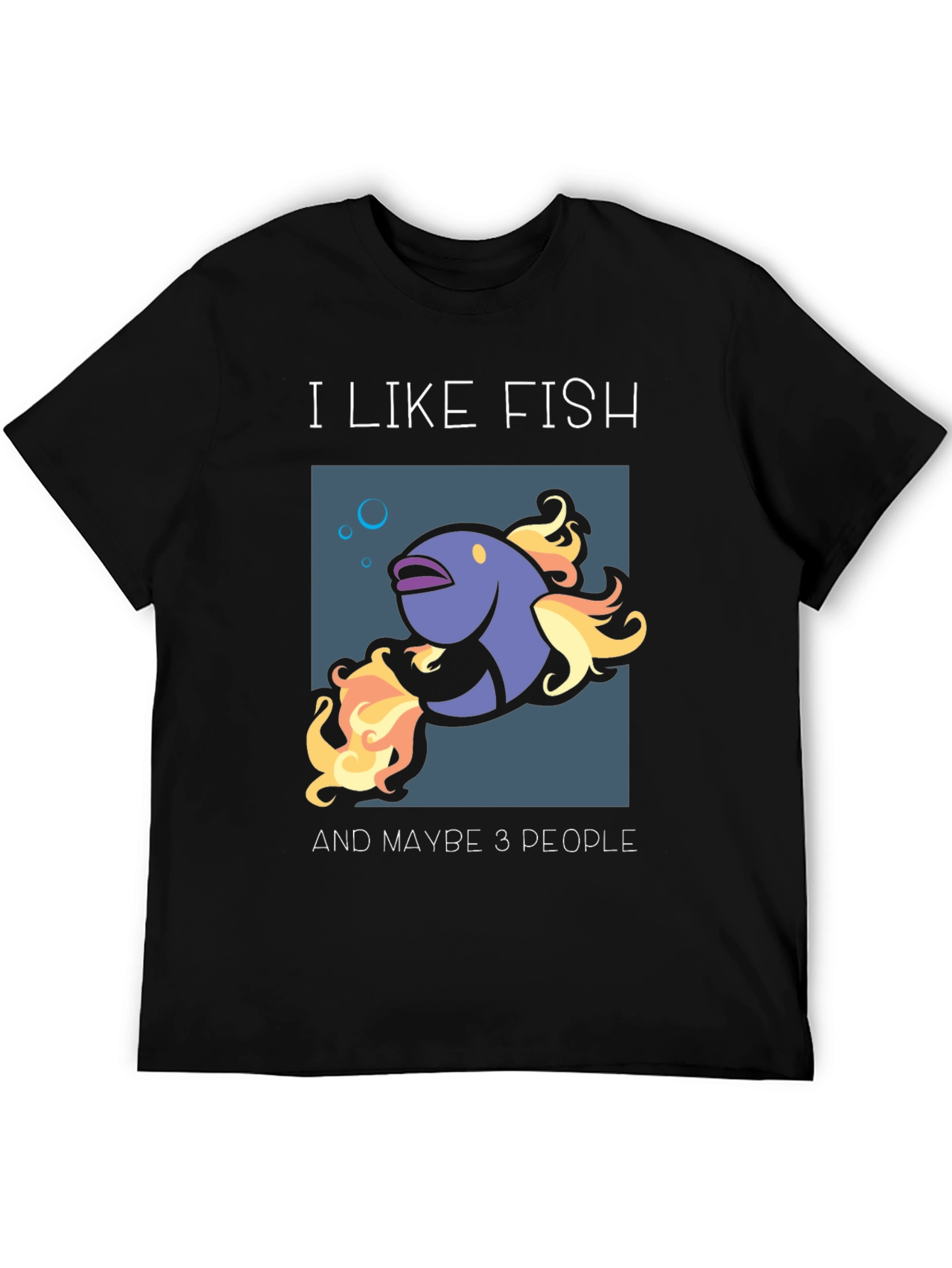 Black I Like Fish & Maybe 3 People Graphic Tee view 5