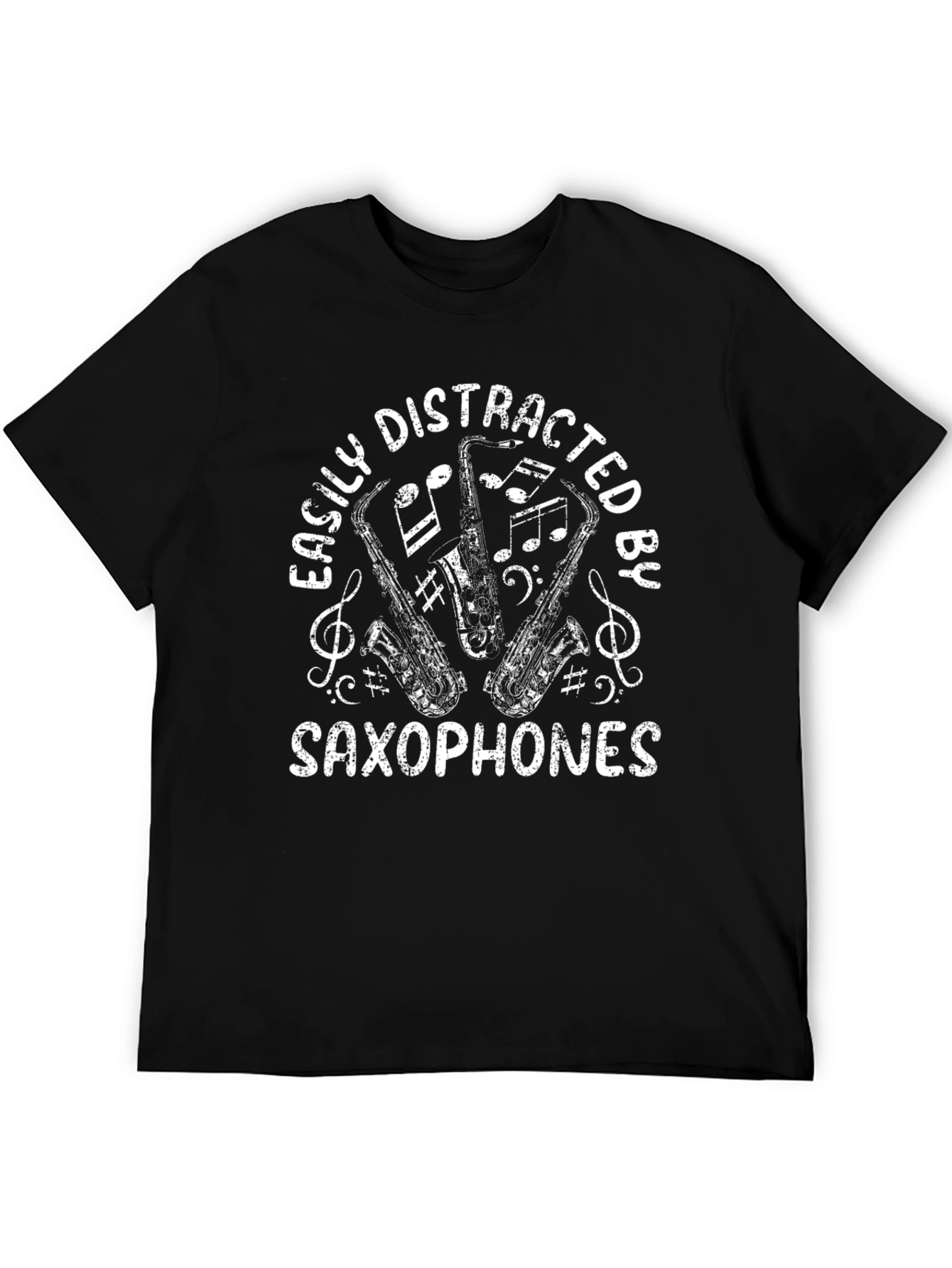 Black Easily Distracted By Saxophones Graphic T-Shirt view 5