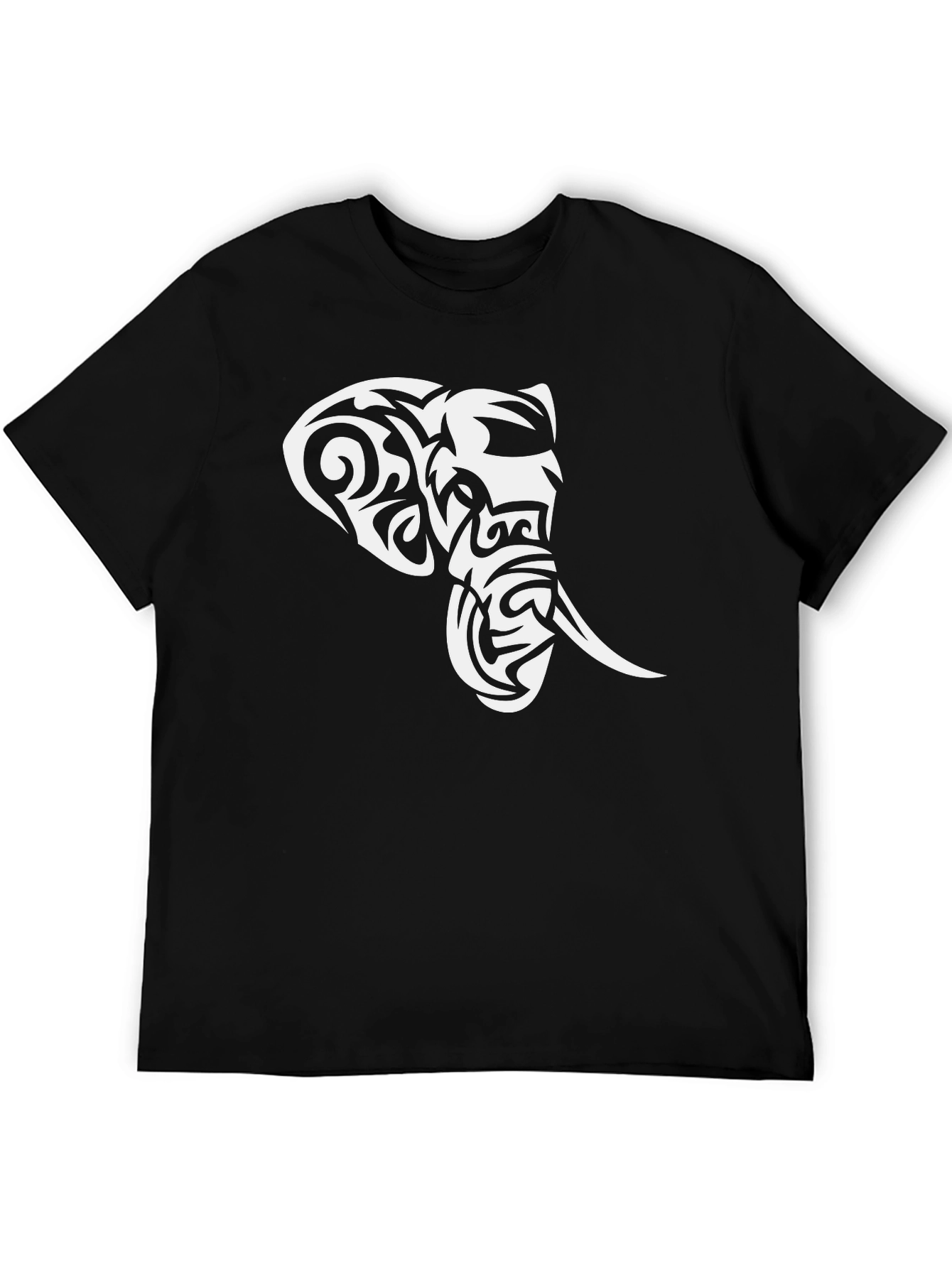 Tribal Elephant Graphic Black T-Shirt - 5