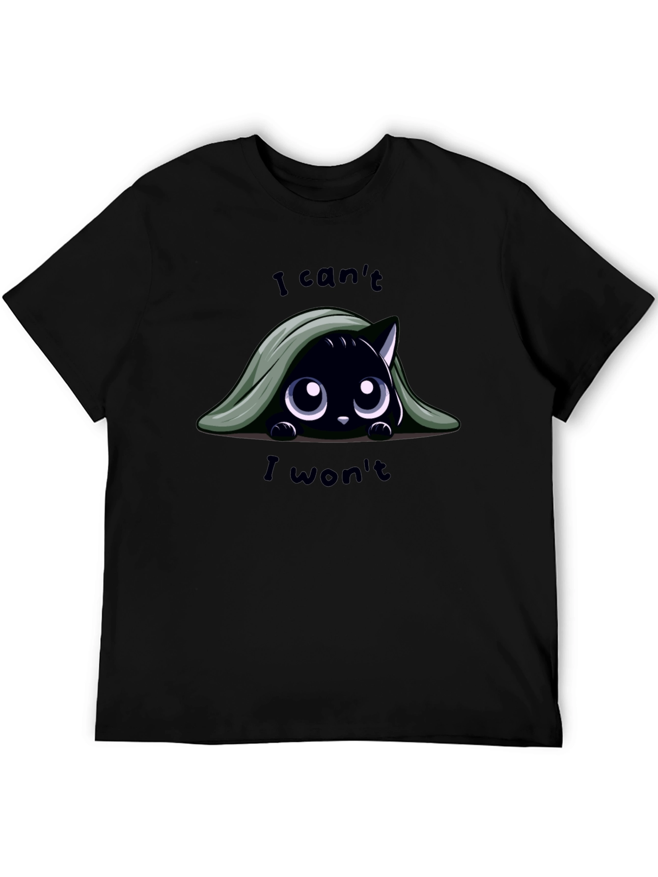 Black Cute Cat T-Shirt - I Can't, I Won't view 5