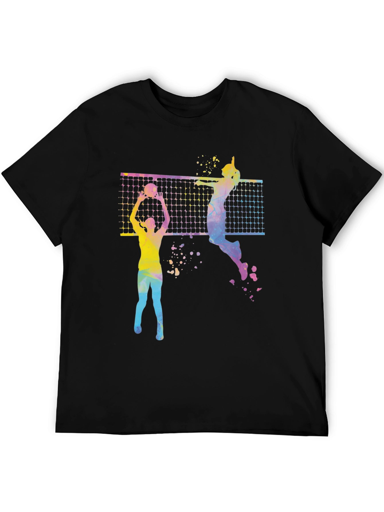Black Volleyball Graphic Tee - Sporty Colorful Design view 5