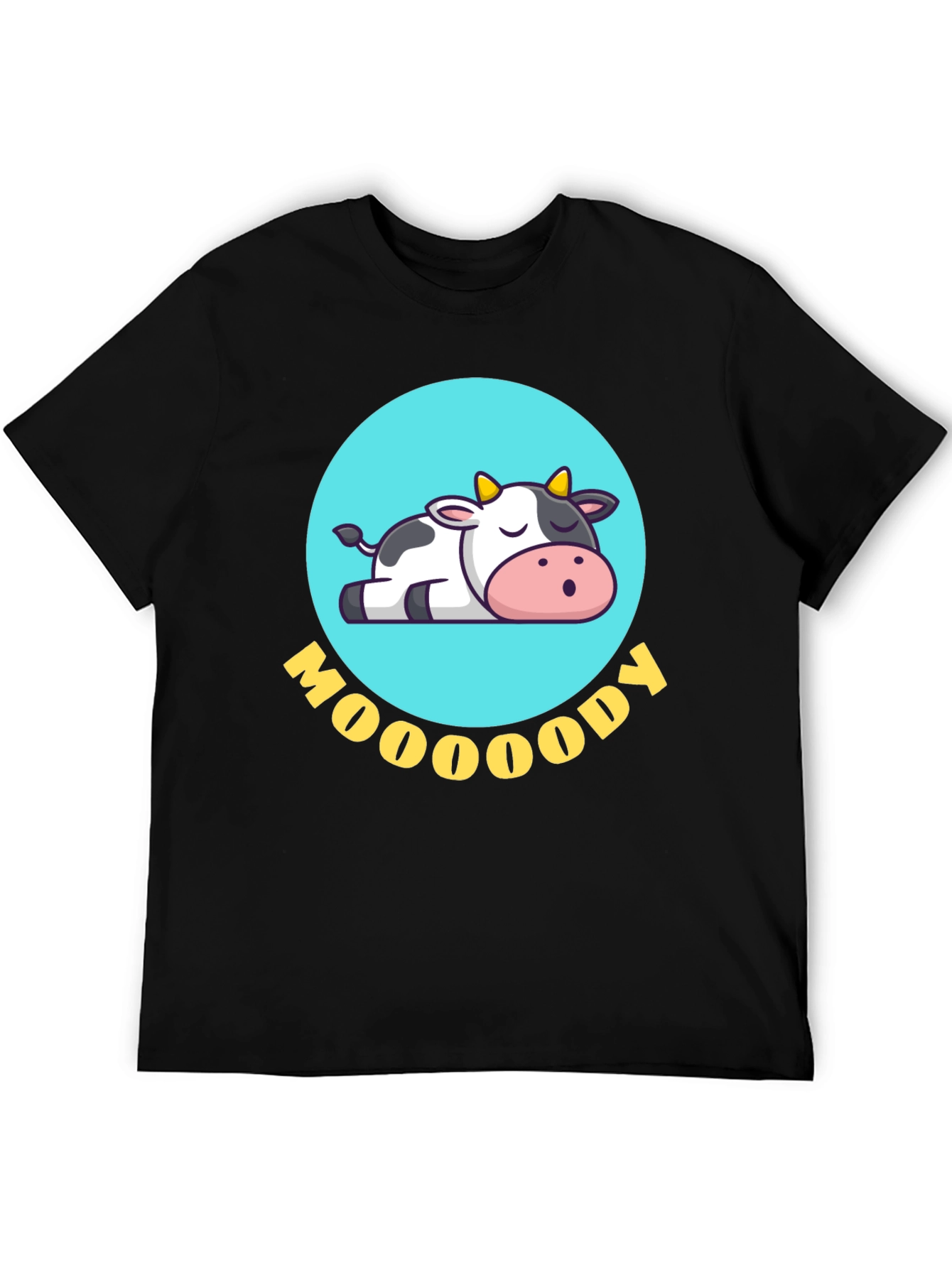 Black Moody Cow Graphic Tee - Comfortable & Stylish view 5
