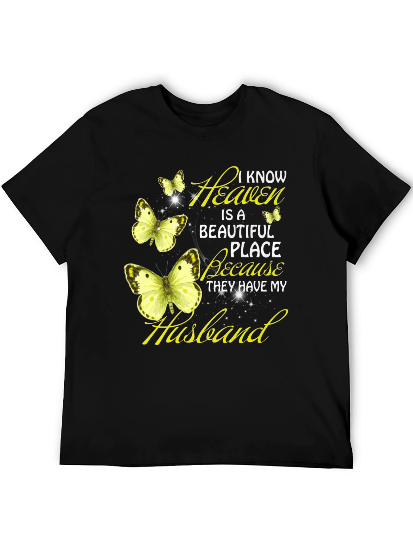 Black Heaven Husband Butterfly Graphic Tee view 5