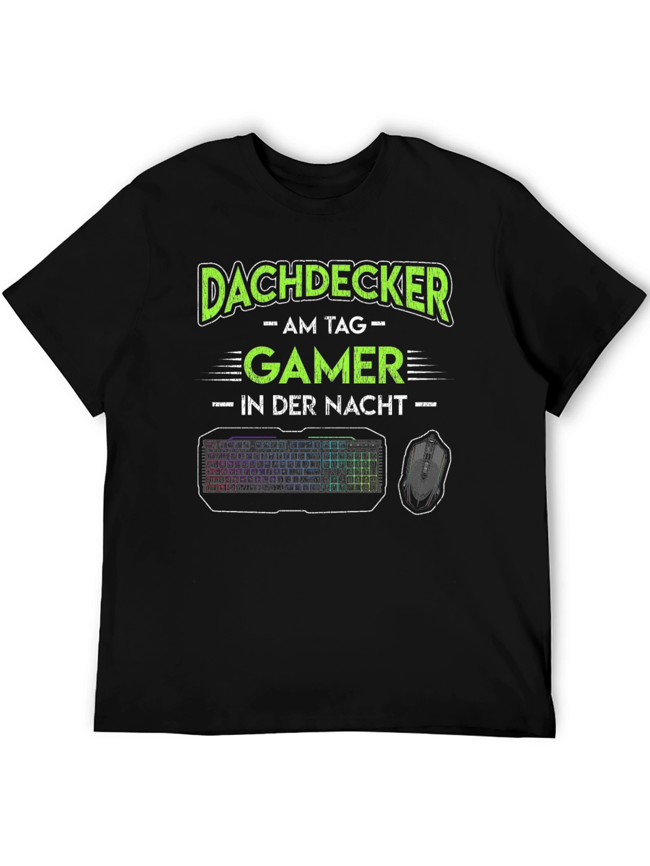 Black Dachdecker Gamer T-Shirt - Roofer by Day, Gamer by Night view 5