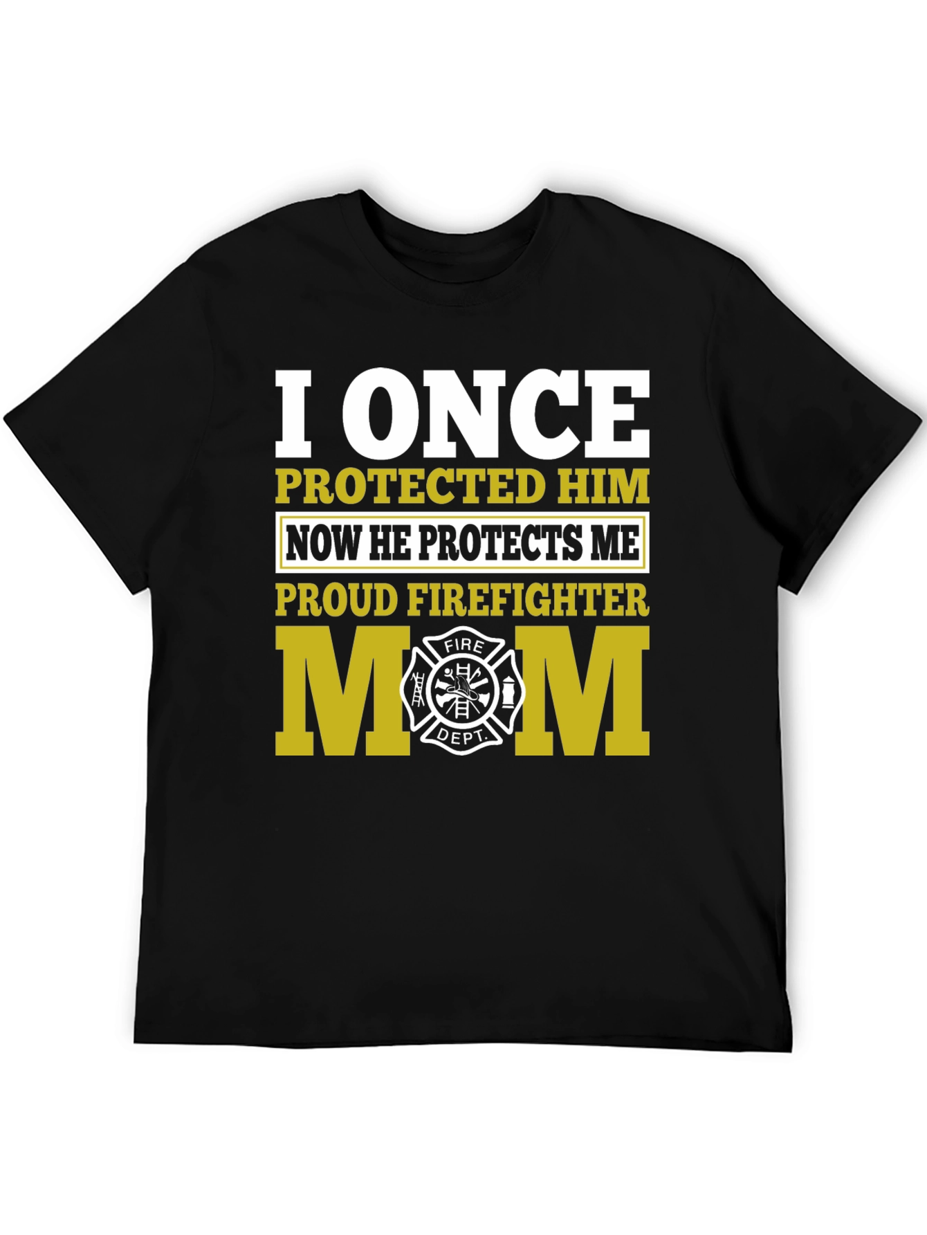 Black Proud Firefighter Mom Graphic T-Shirt view 5