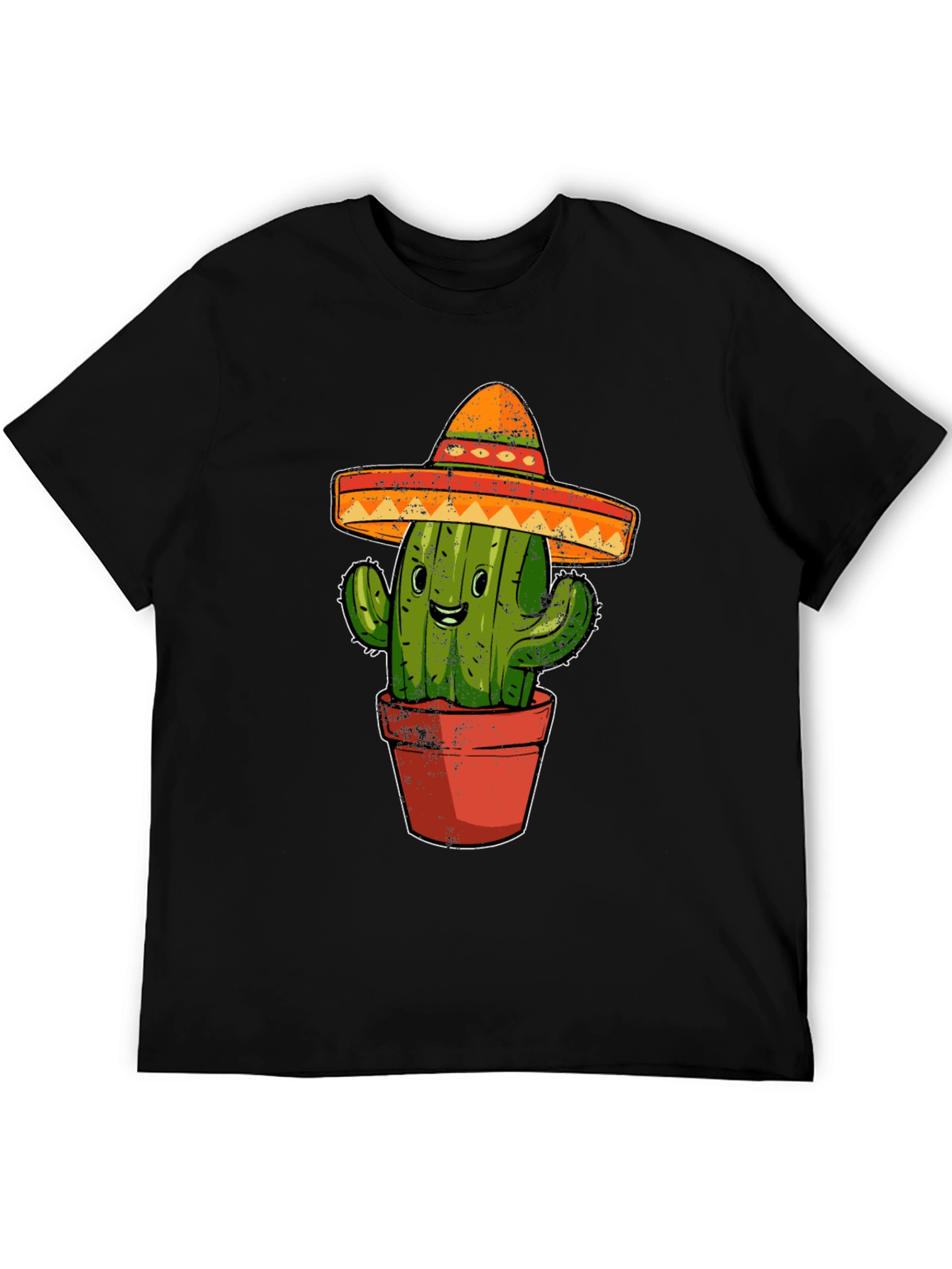 Black Cactus Sombrero Graphic Tee - Black Cotton T-Shirt view 5