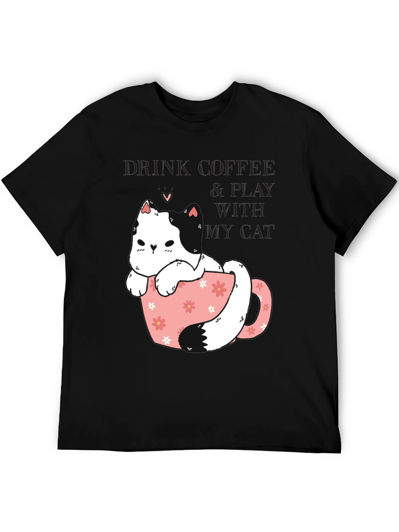 Black Drink Coffee & Play With My Cat Graphic Tee view 5