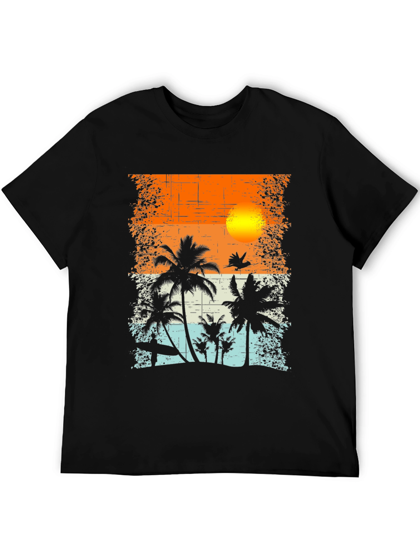 Black Tropical Sunset Graphic T-Shirt view 5