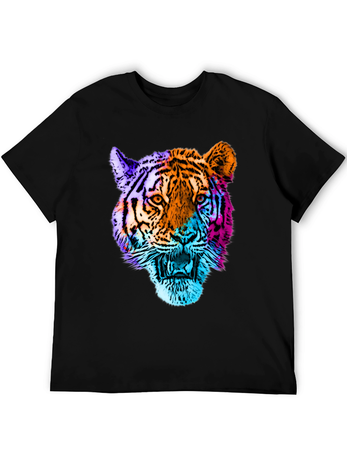 Black Vibrant Tiger Graphic T-Shirt view 5