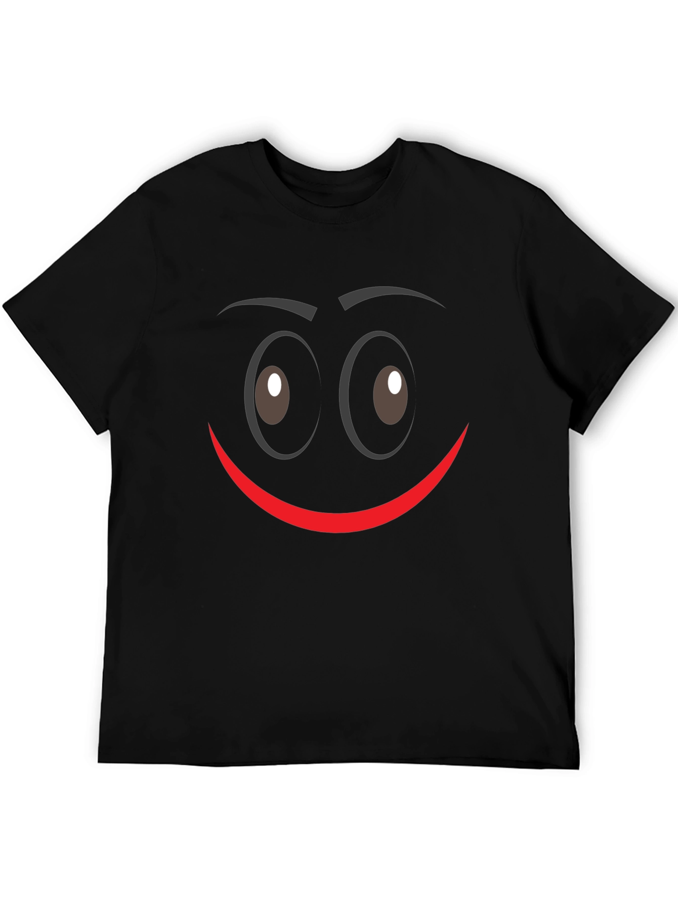 Black Funny Smiley Face Graphic Tee - Unisex Black T-Shirt view 5