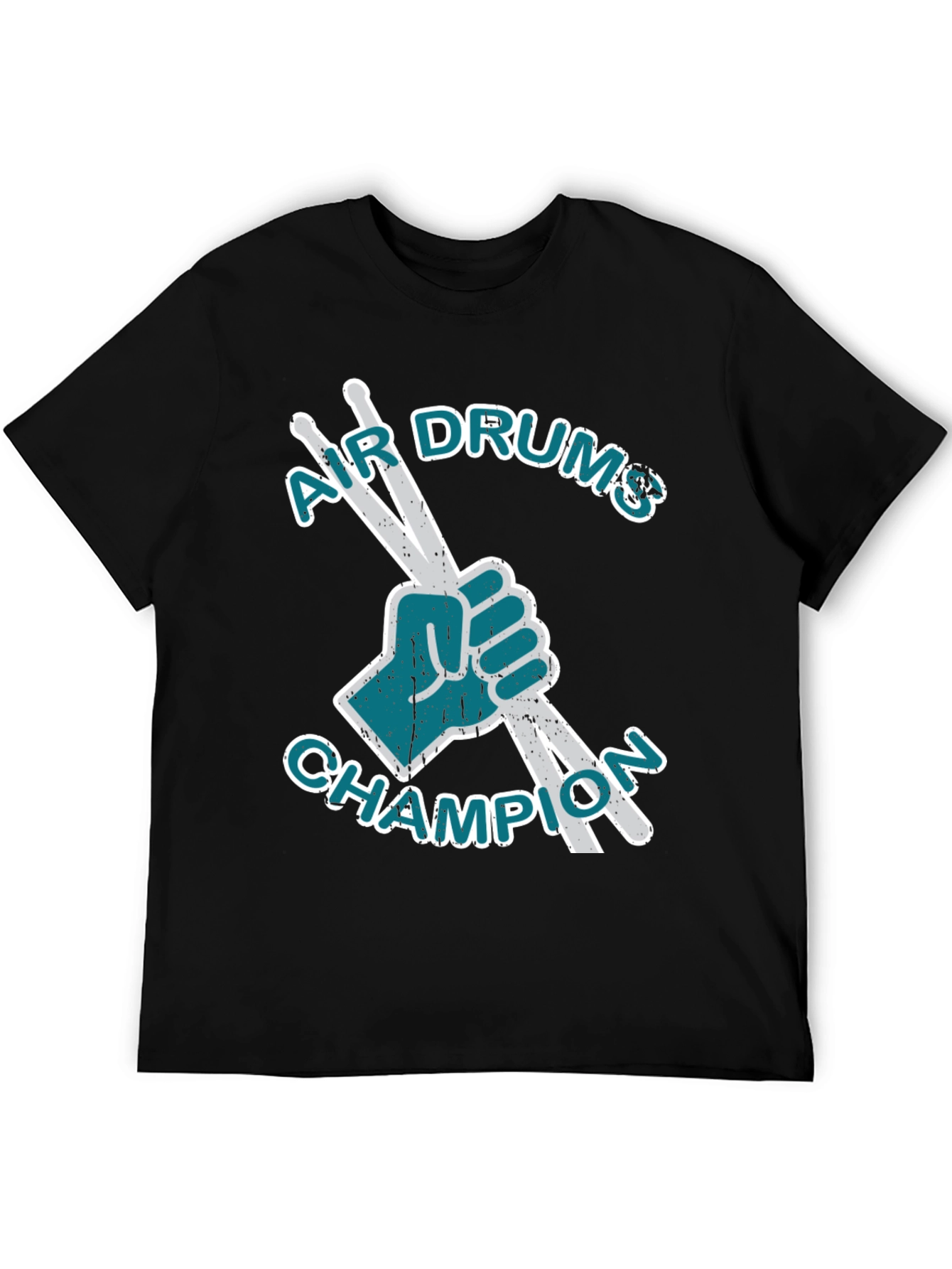 Black Air Drums Champion Graphic Tee - Black Cotton T-Shirt view 5