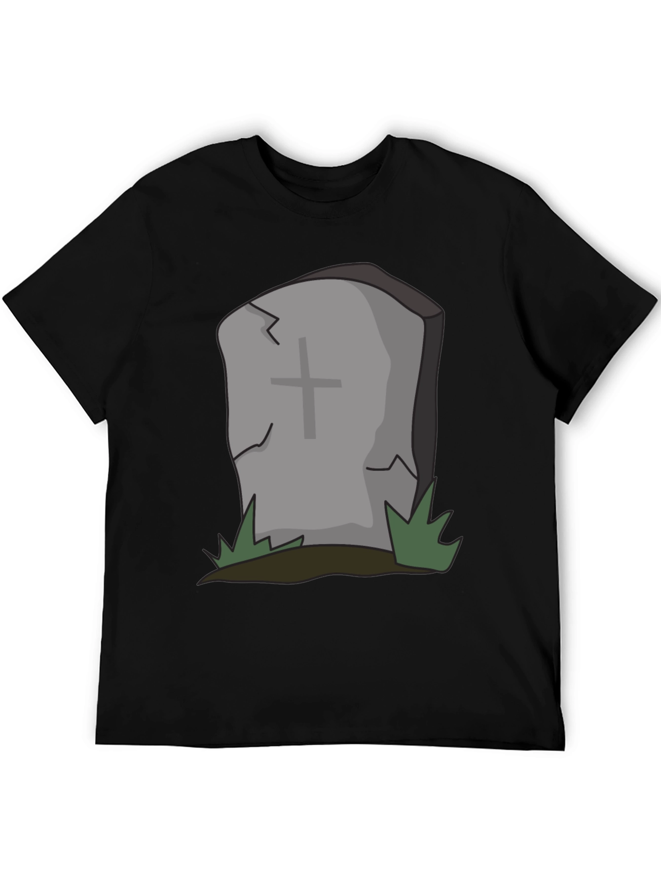 Black Cartoon Tombstone Graphic Tee - Spooky Style view 5