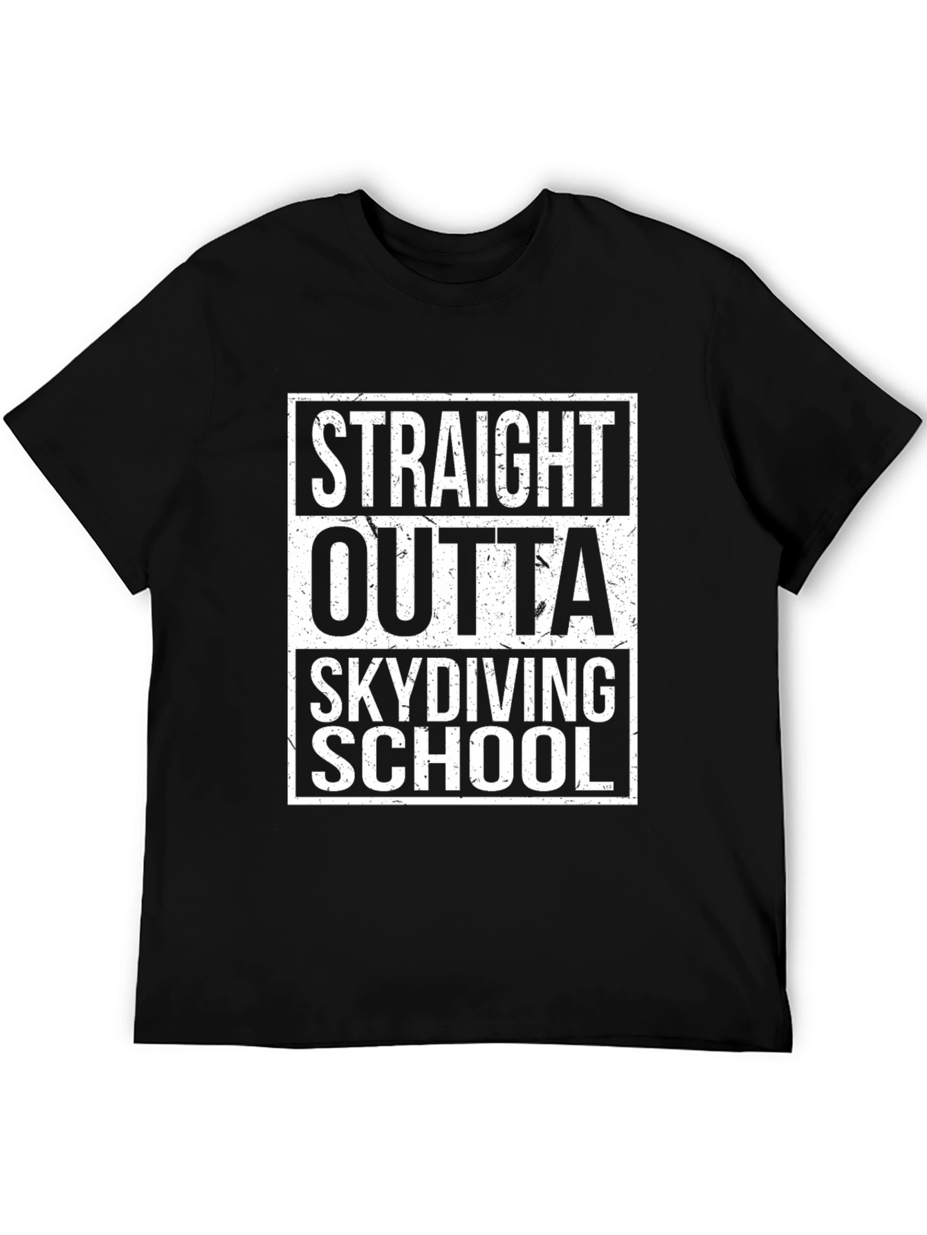 Black Straight Outta Skydiving School T-Shirt view 5