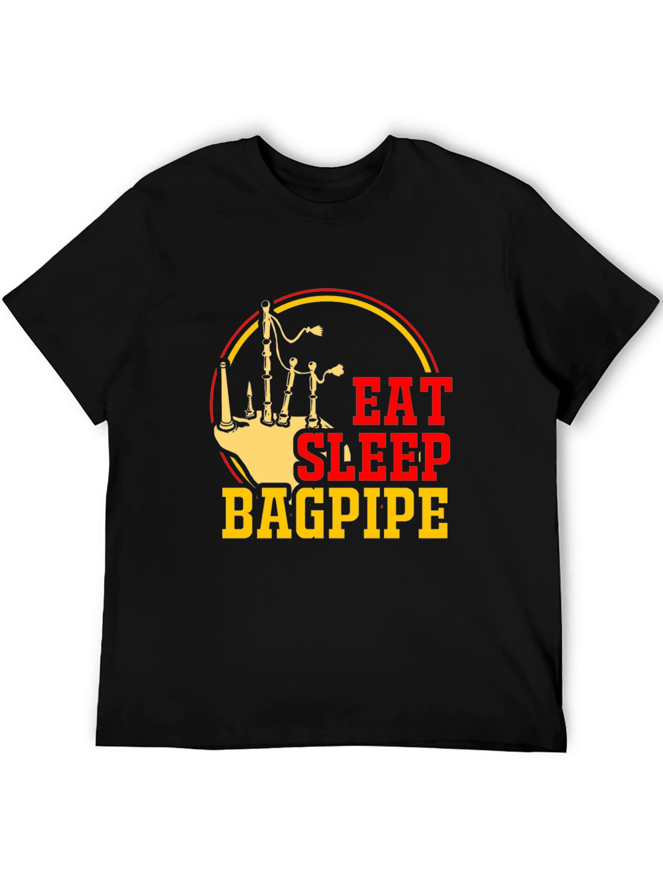 Black Eat Sleep Bagpipe T-Shirt | Musician Apparel view 5