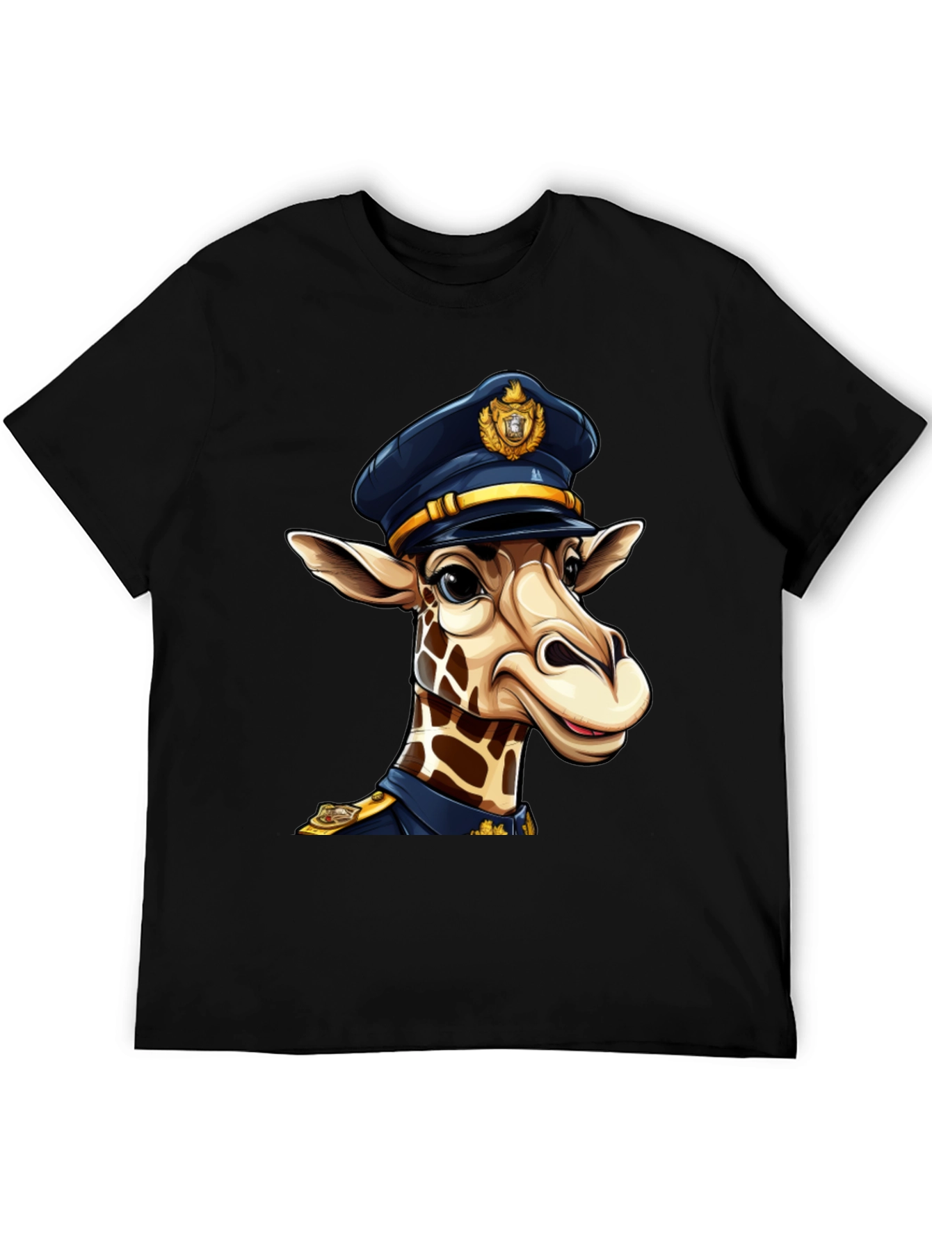Black Giraffe Police T-Shirt - Unique Graphic Tee view 5
