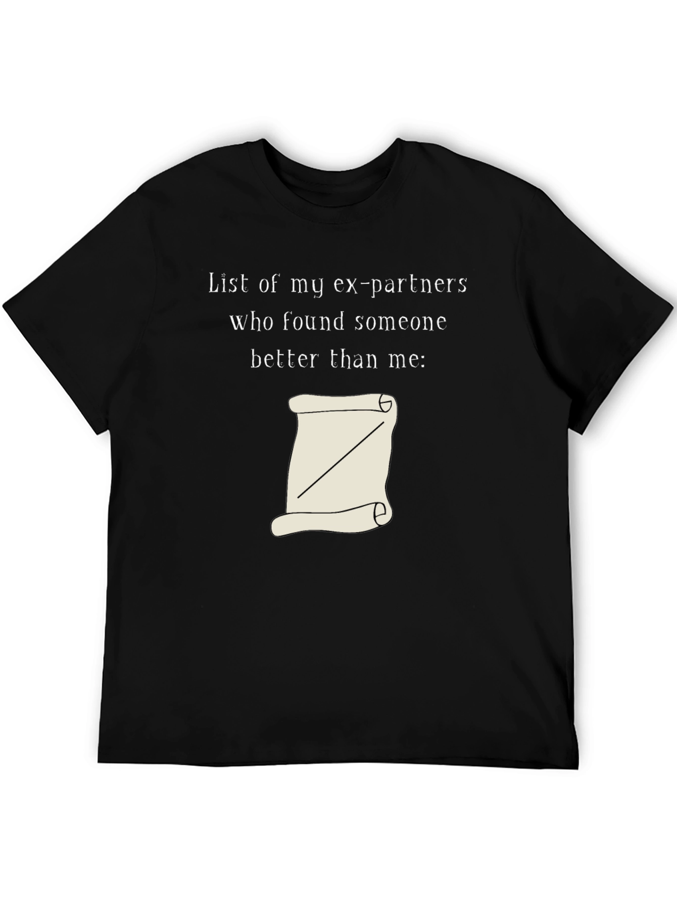 Black Humorous Ex-Partner List T-Shirt - Blank Scroll view 5