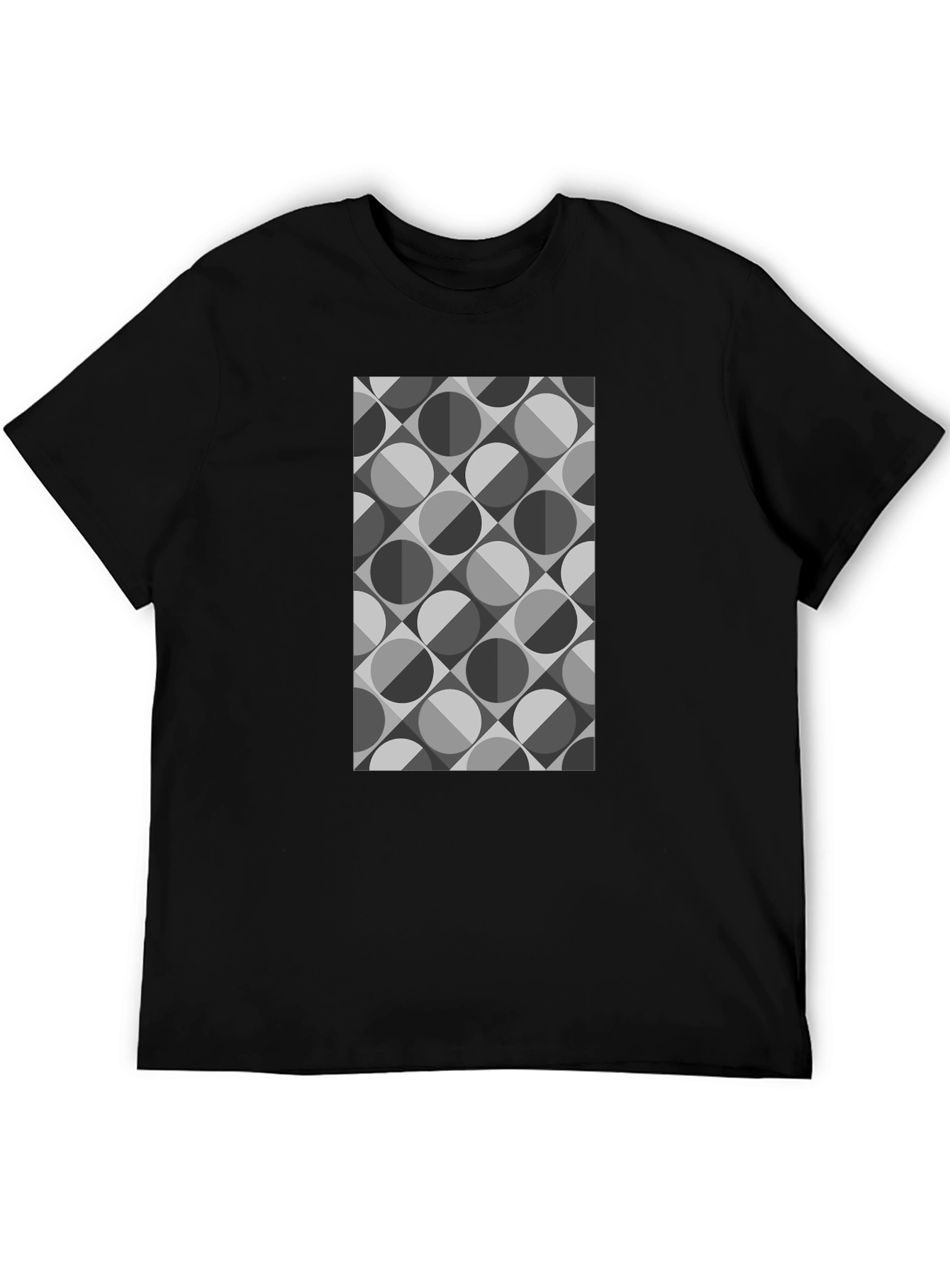 Black Geometric Retro Pattern Black T-Shirt view 5