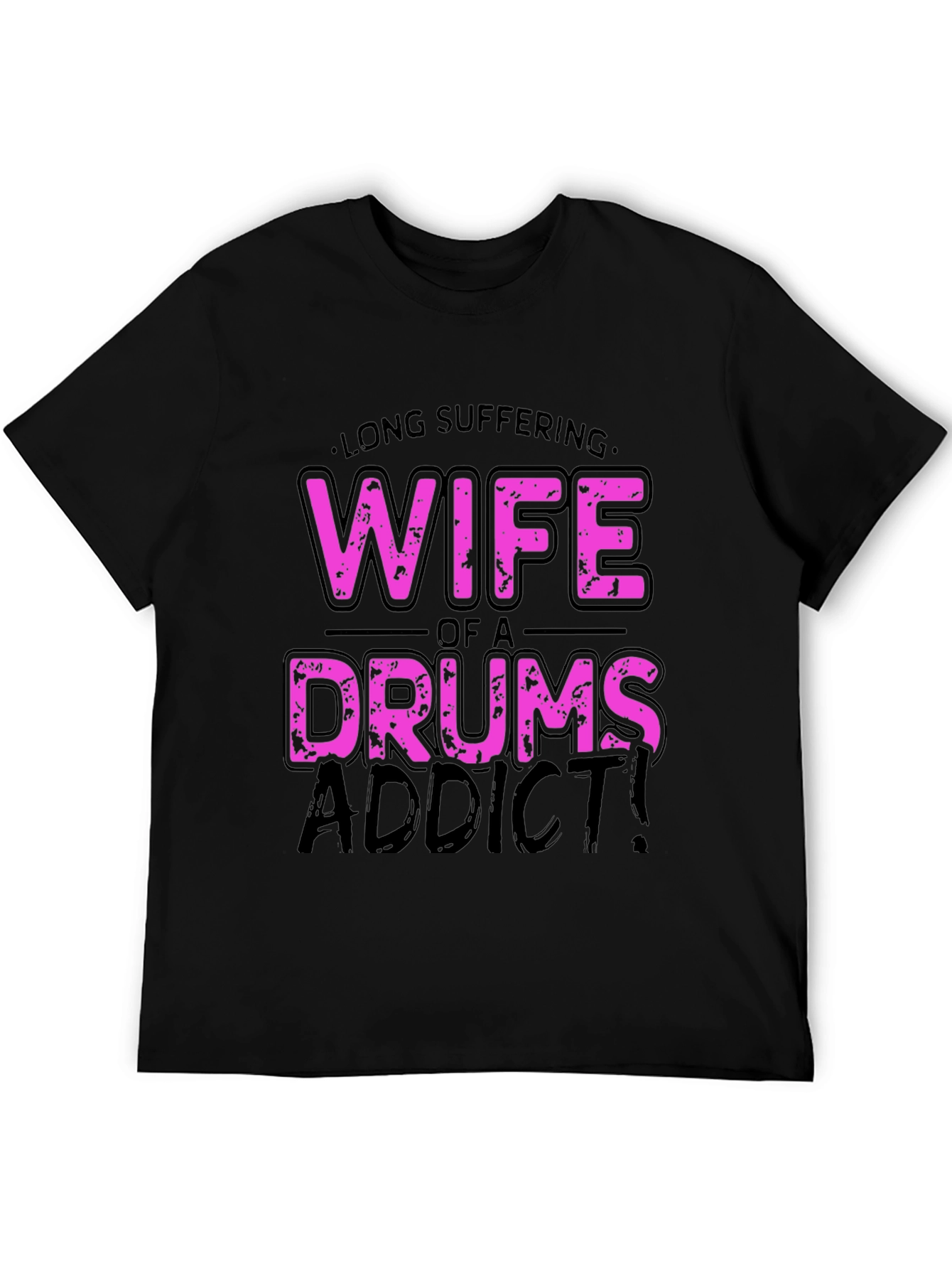 Black Wife of a Drums Addict T-Shirt - Humorous Tee view 5