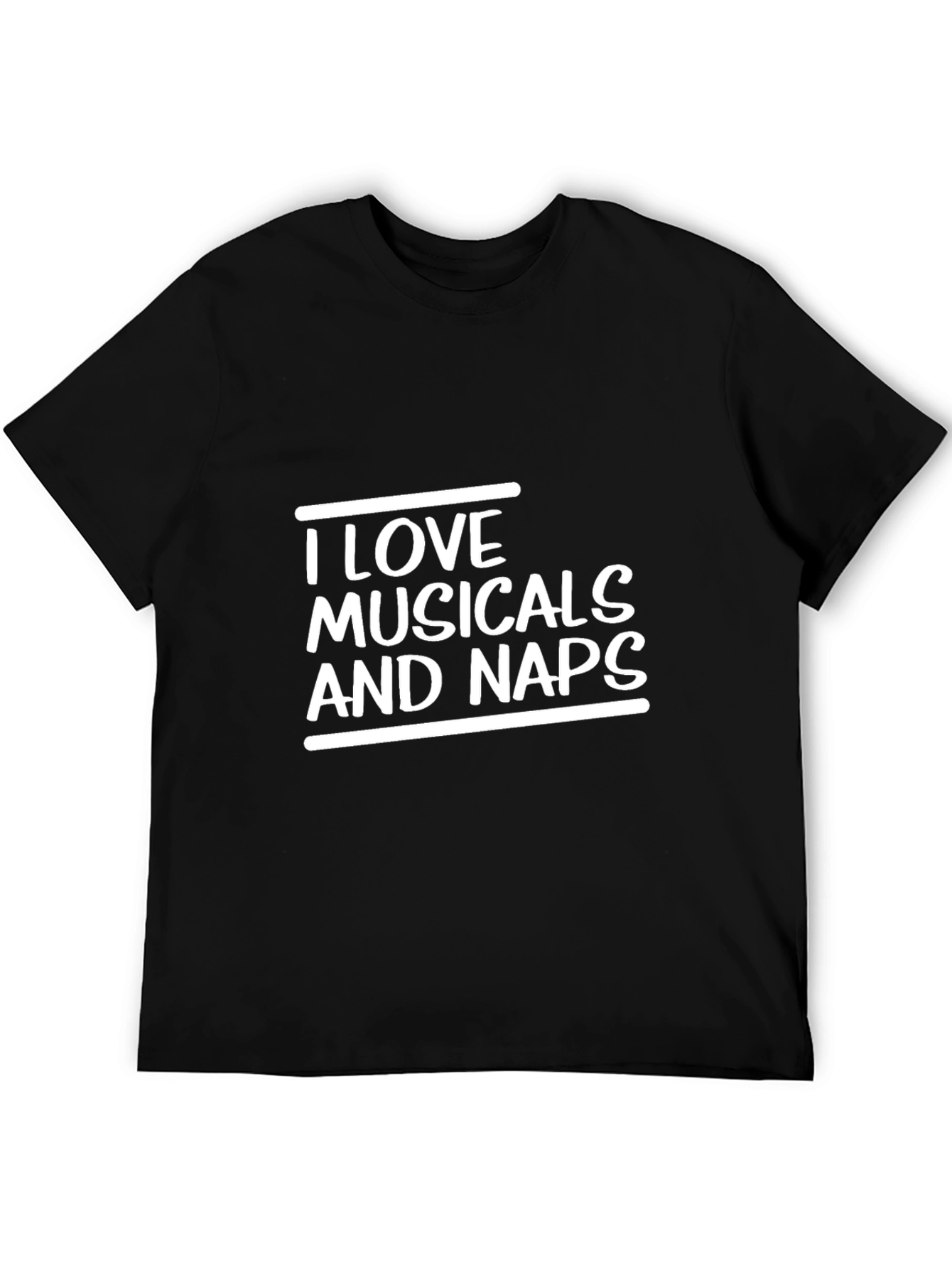 Black I Love Musicals and Naps Black Graphic T-Shirt view 5