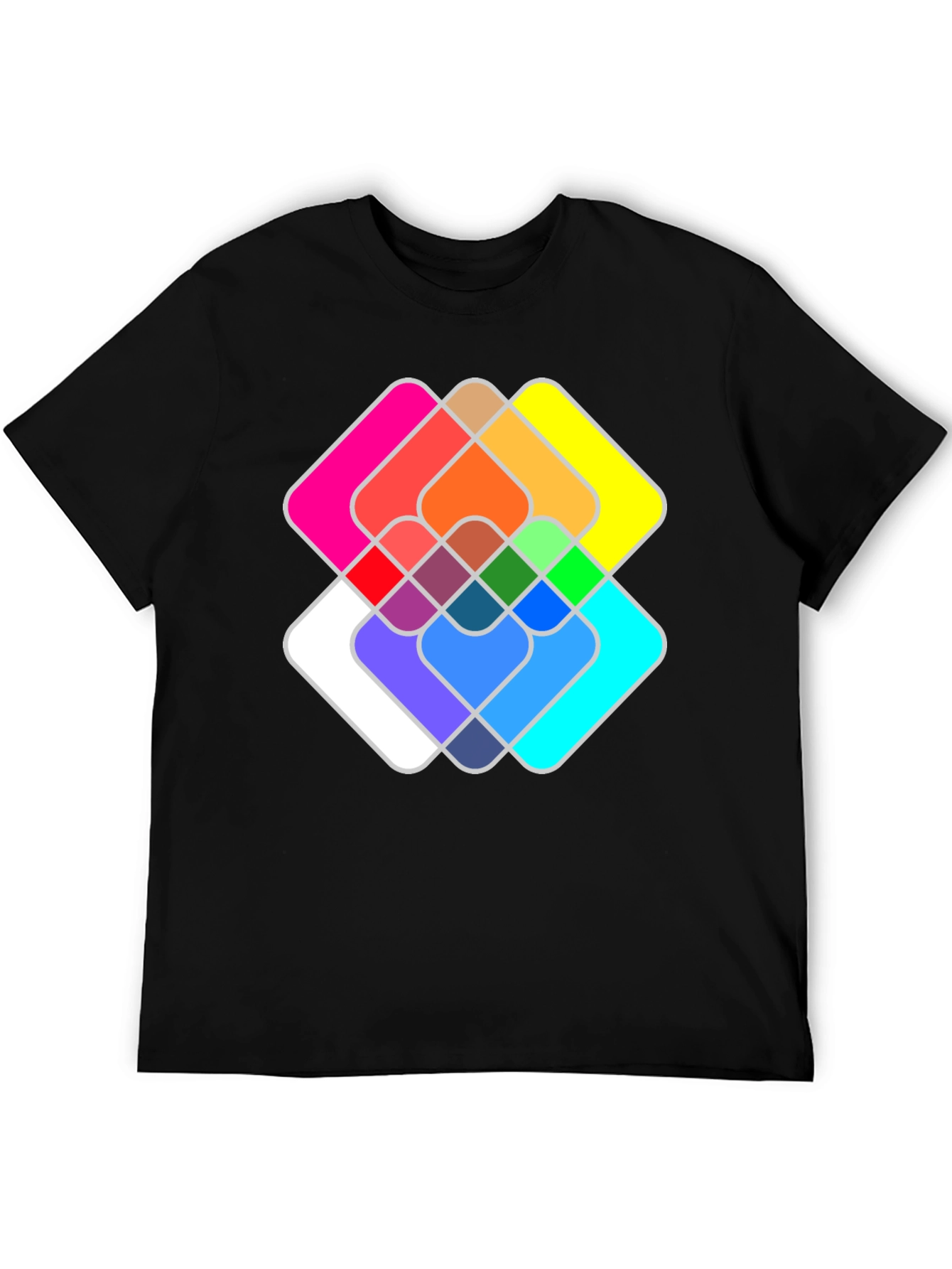 Black Colorful Abstract Graphic Black T-Shirt view 5