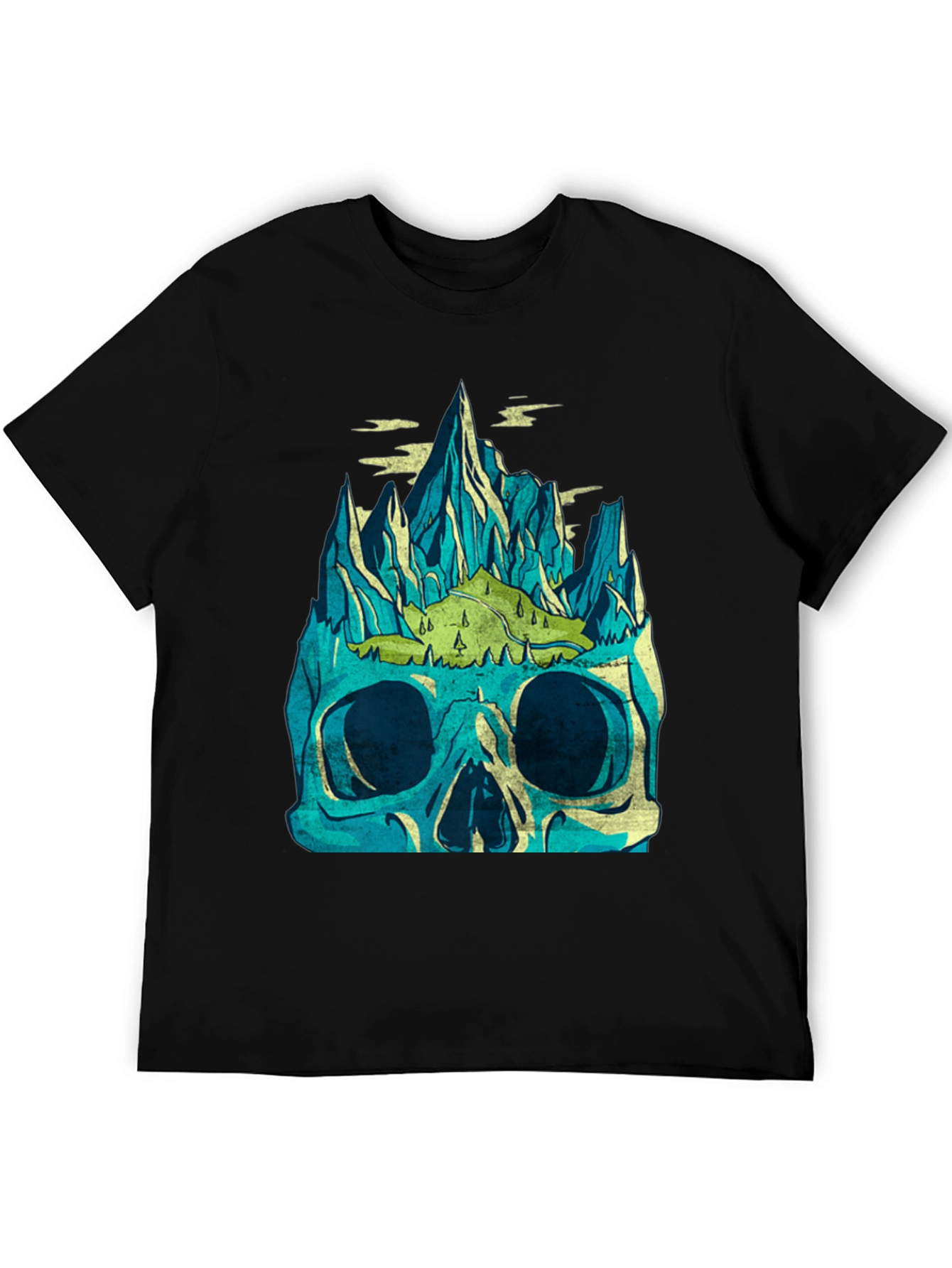 Black Skull Mountain Graphic Tee - Men's Black T-Shirt view 5