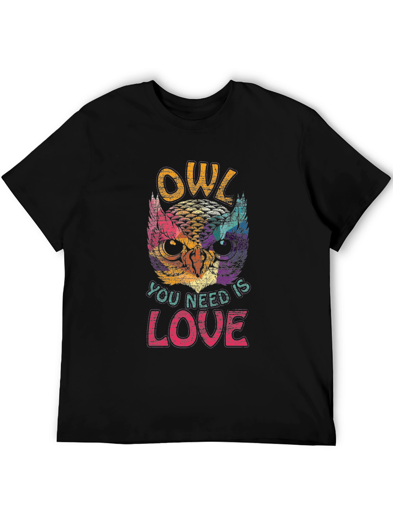 Black Owl You Need Is Love Graphic T-Shirt view 5