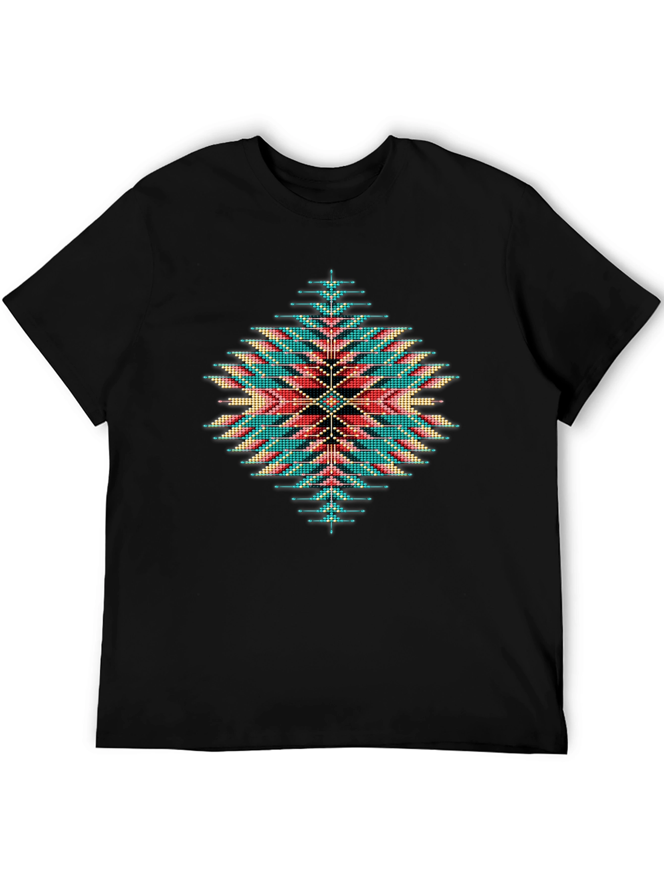 Black Aztec Geometric Pattern T-Shirt view 5