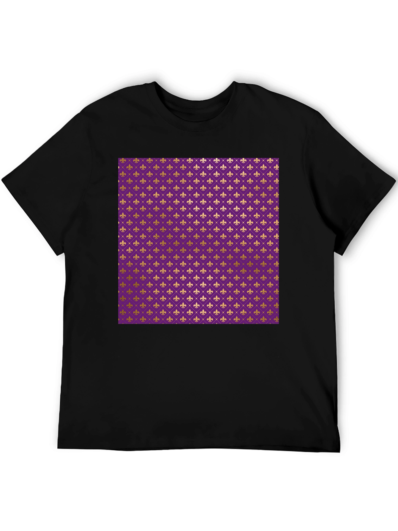 Black Fleur-de-lis Pattern T-Shirt view 5