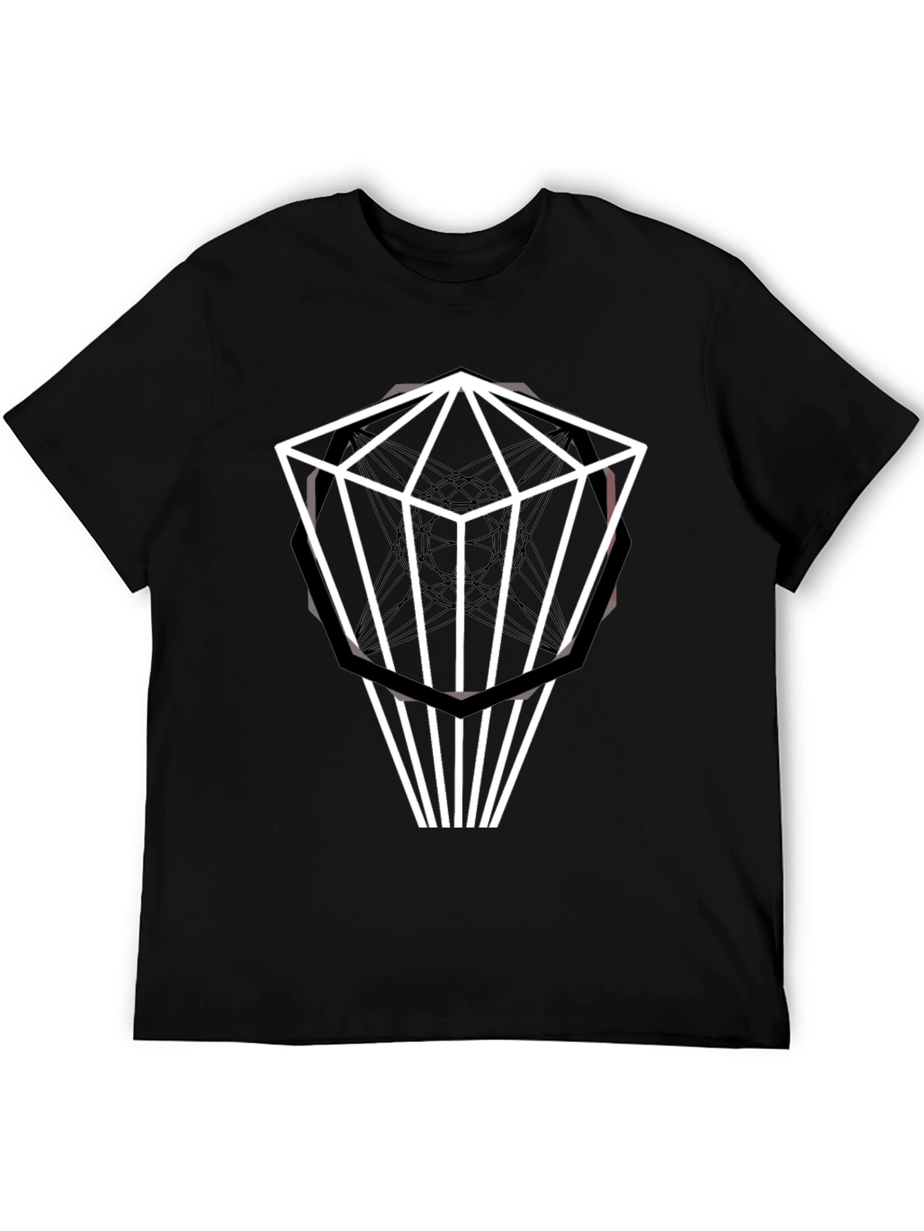 Black Geometric Diamond Graphic Black T-Shirt view 5