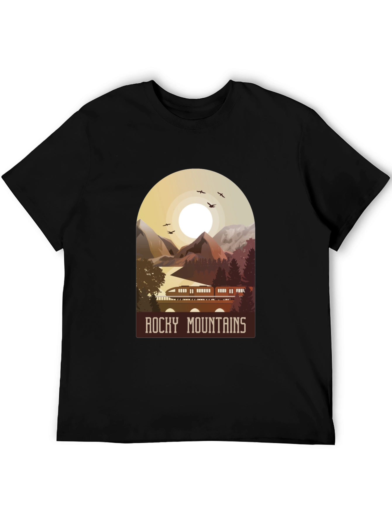 Black Rocky Mountains Graphic T-Shirt - Nature Adventure Tee view 5