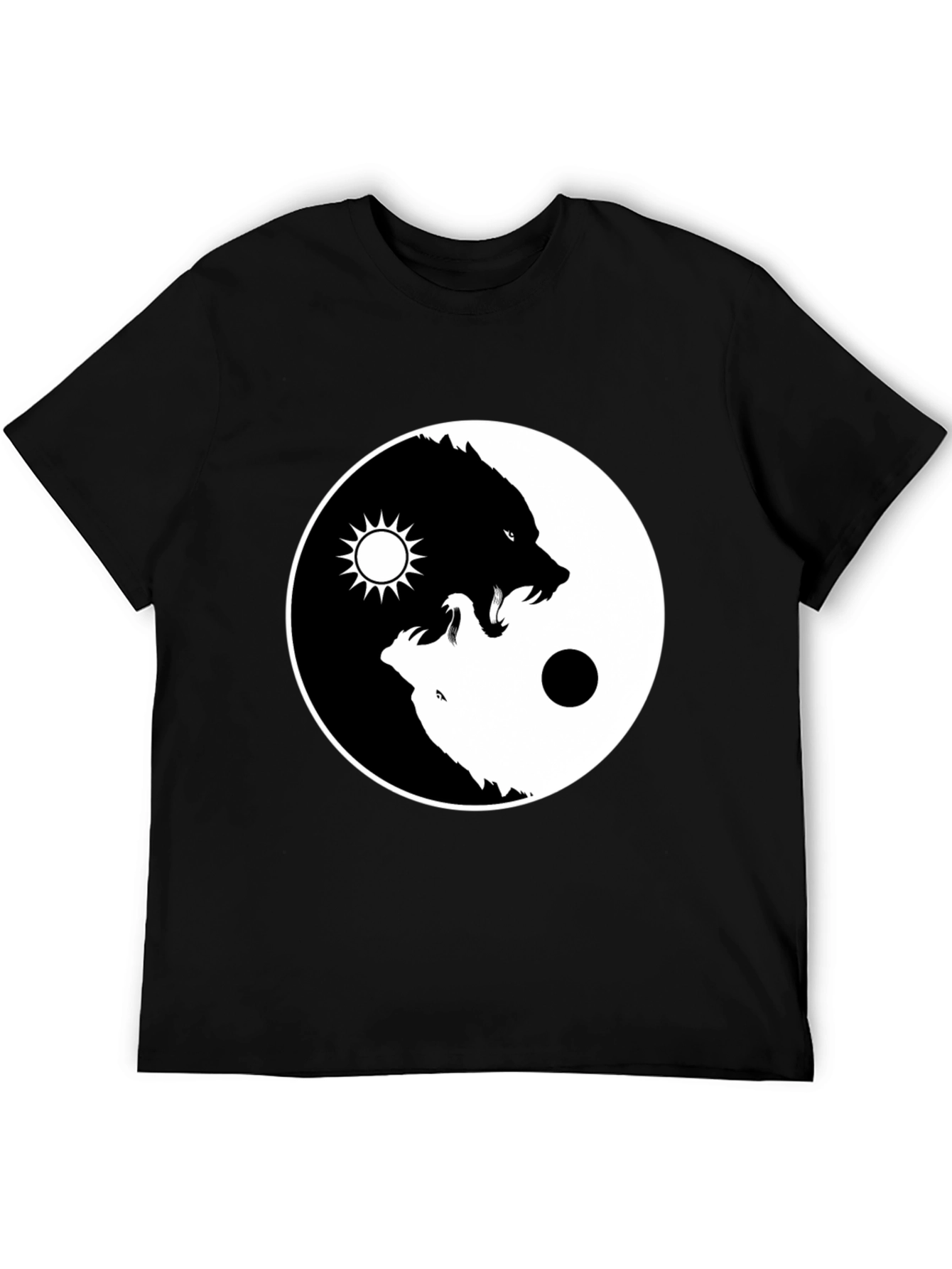 Black Yin Yang Wolf Graphic Tee - Balance Design view 5