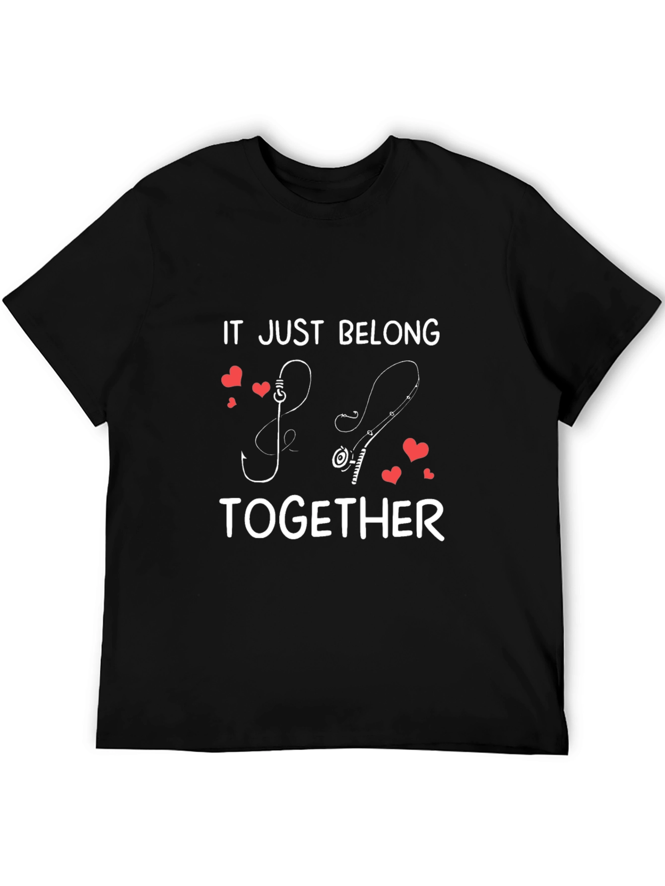 Black Fishing Hook Together T-Shirt - Love & Angling Tee view 5