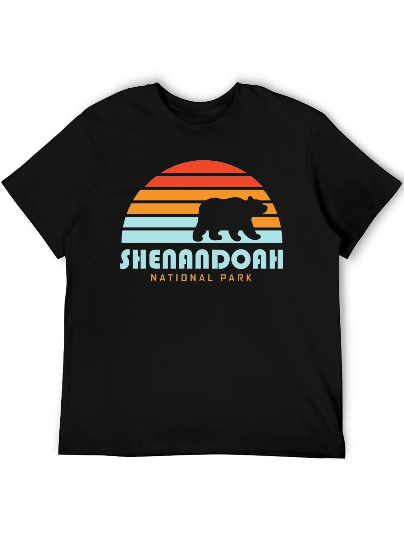 Black Shenandoah National Park Bear Sunset Graphic T-Shirt view 5
