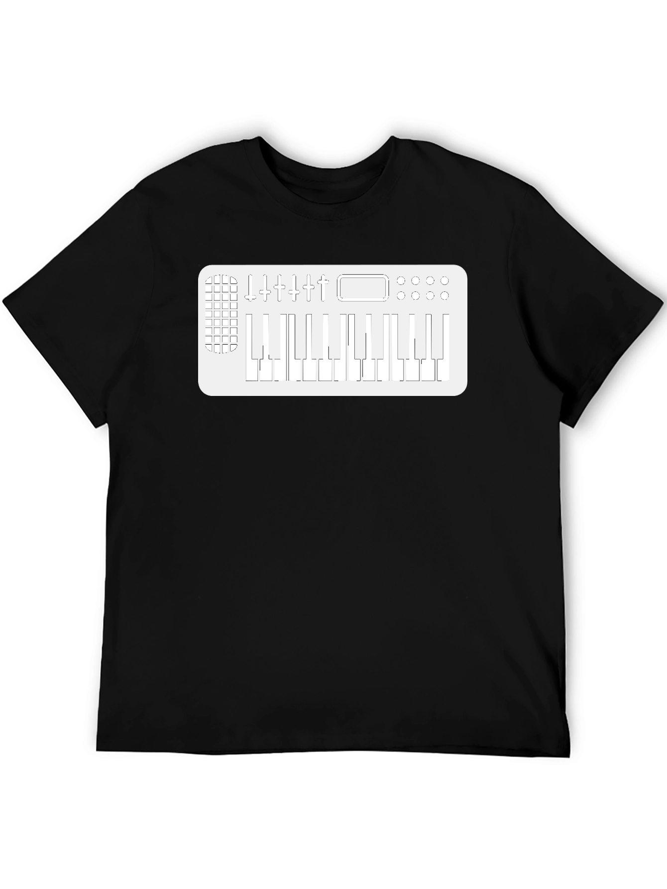 Black Keyboard Synth Graphic Tee - Music Lover T-Shirt view 5