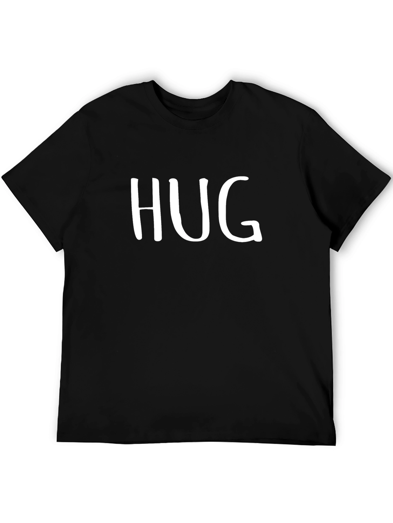 Black HUG Graphic Tee - Mens Black Cotton Blend Short Sleeve T-Shirt view 5