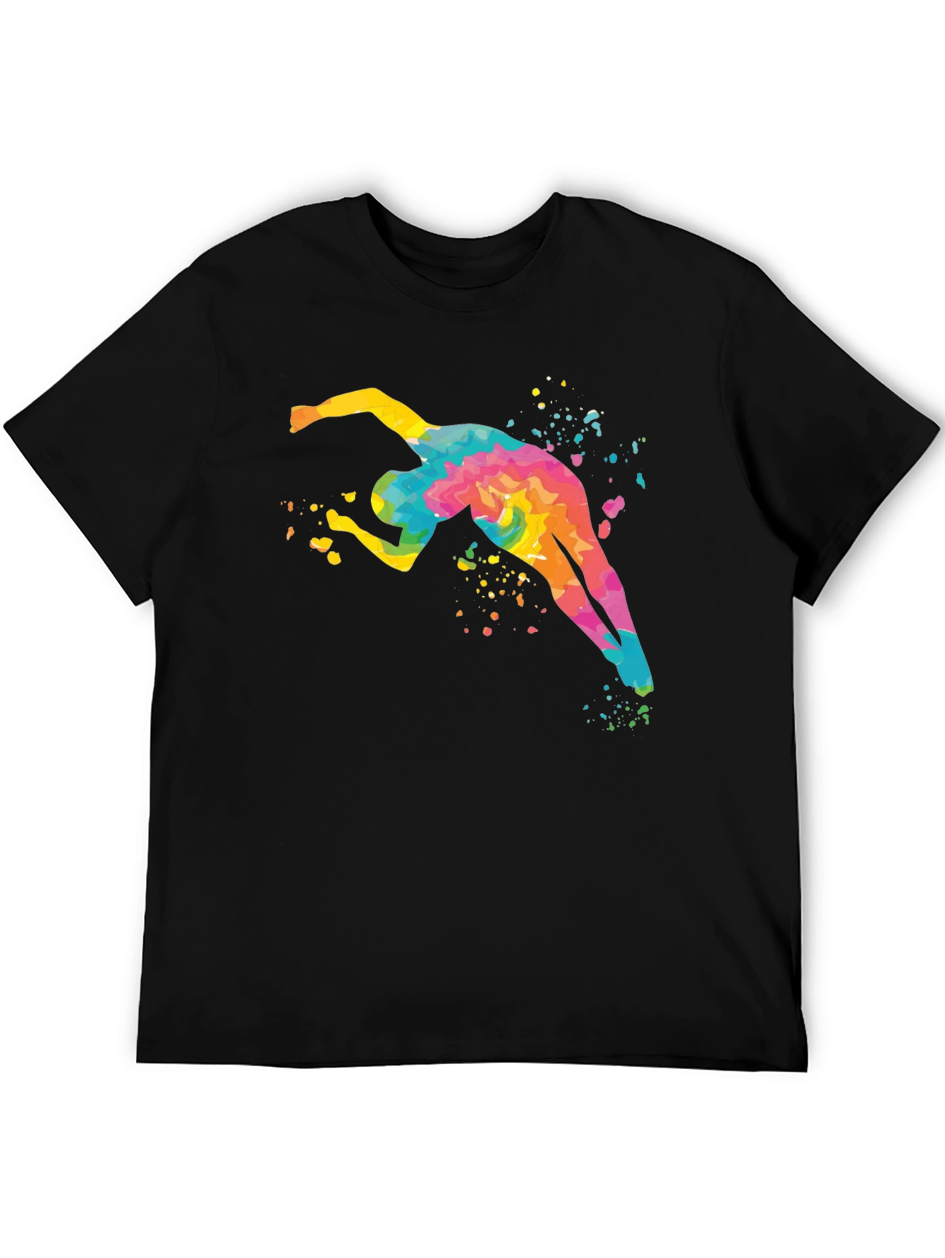 Black Watercolor Swimmer Graphic Tee - Black view 5