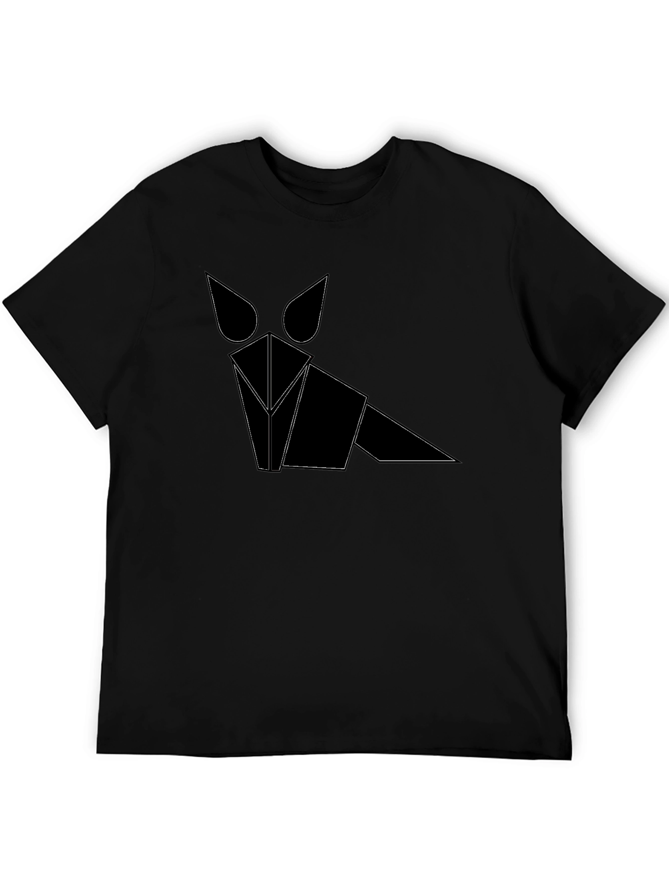 Black Geometric Fox Graphic Tee - Modern Style view 5
